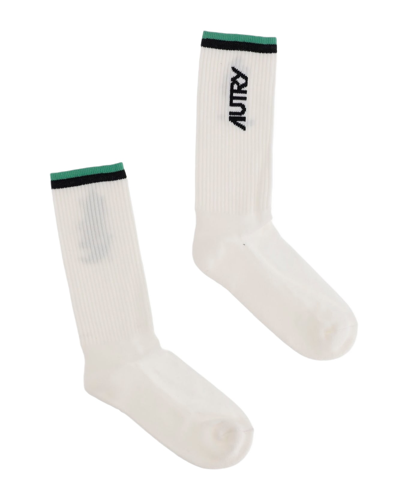 Autry Cotton Socks With Logo - White