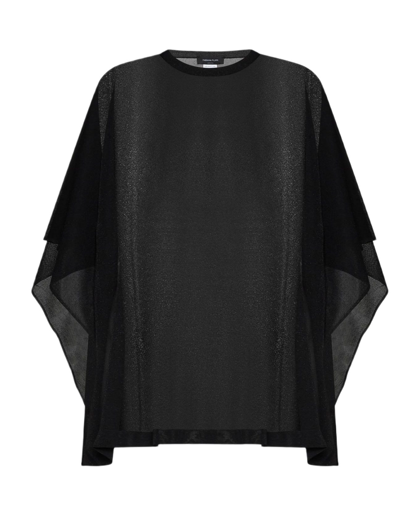 Fabiana Filippi Lame' Knit Cape Sweater - Black ニットウェア