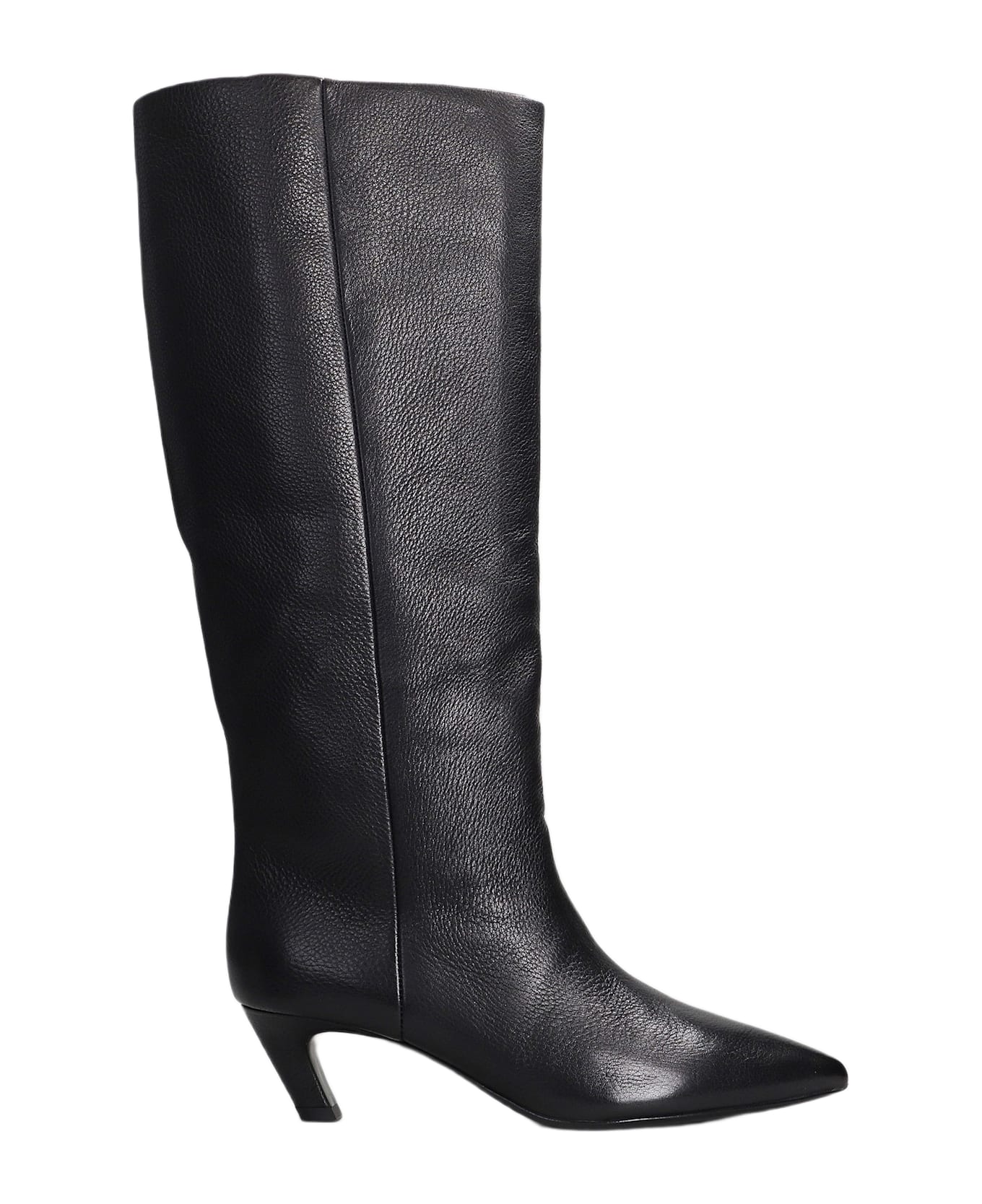 Ash Violet High Heels Boots In Black Leather - black