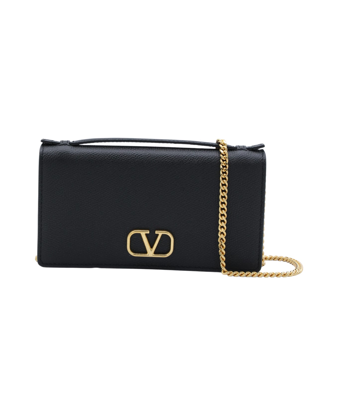 Valentino Garavani Black Leather Vlogo Signature Mini Bag - Black