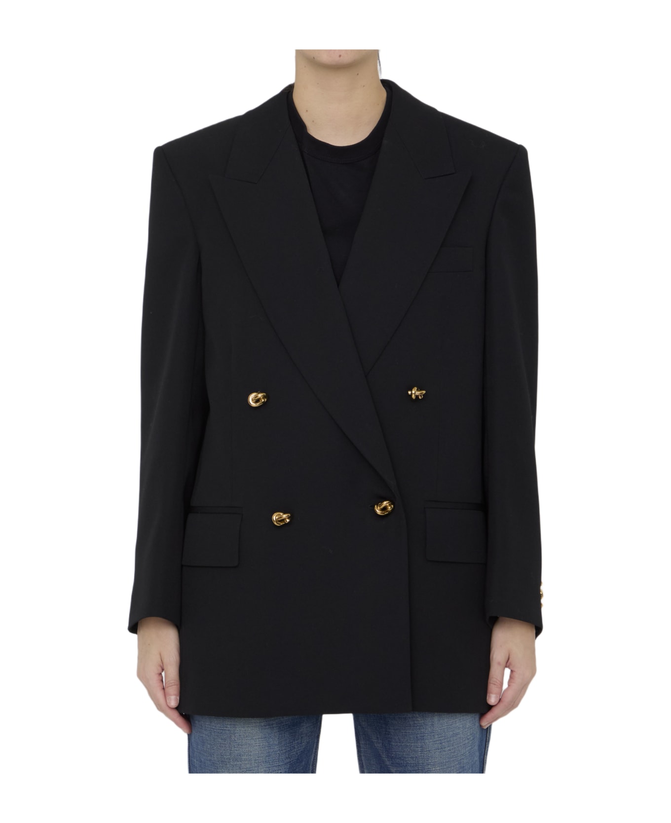 Bottega Veneta Double-breasted Jacket With Knot Buttons - BLACK