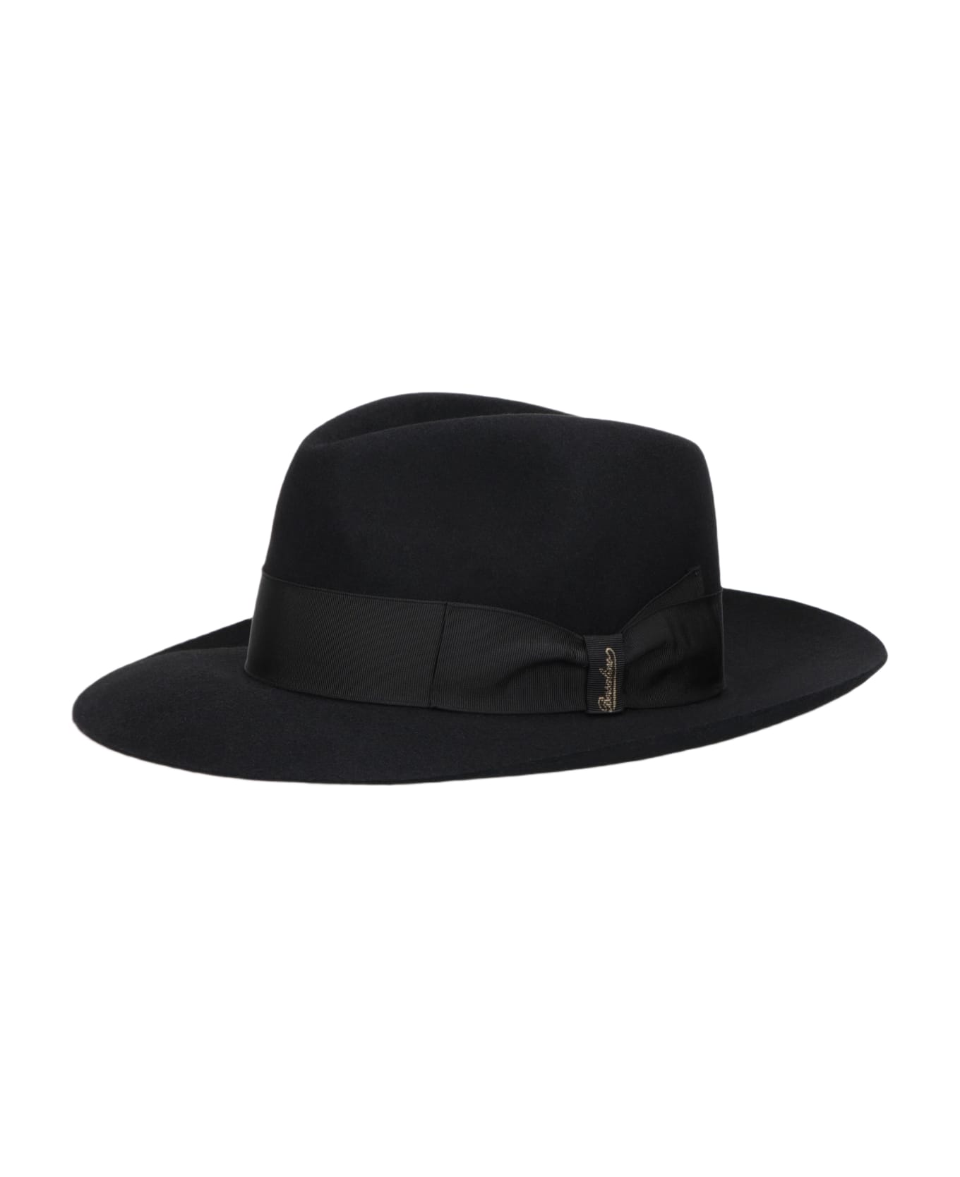 Borsalino Alexander Alessandria Felt Wide Brim - BLACK, TONAL HAT BAND