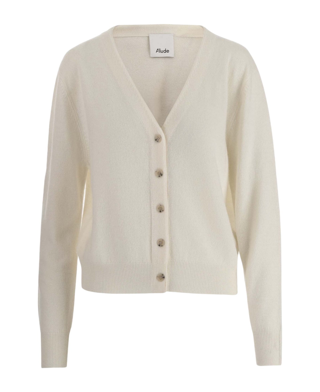 Allude Wool And Cashmere Blend Cardigan - White