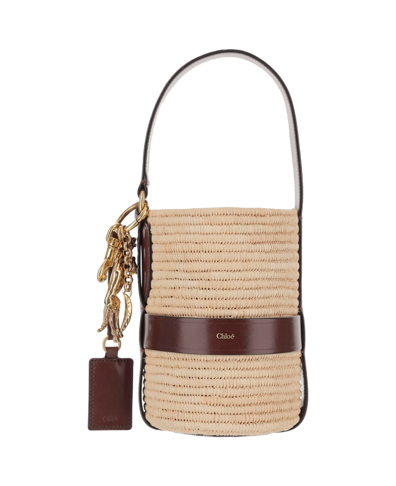 Chloé Kerala 25 Bag In Raffia And Leather - Natural