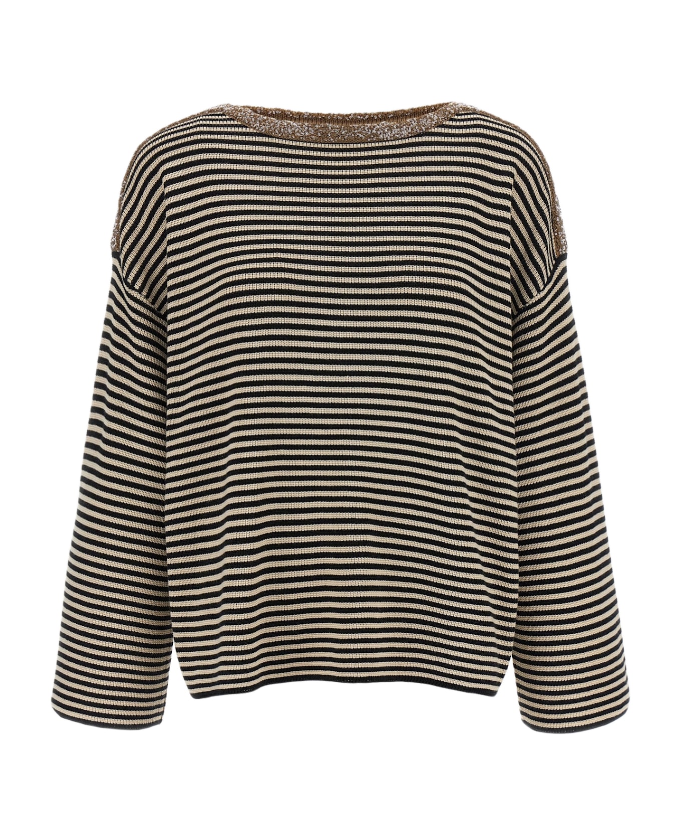 Brunello Cucinelli 'dazzling Collar Insert' Sweater - Multicolor
