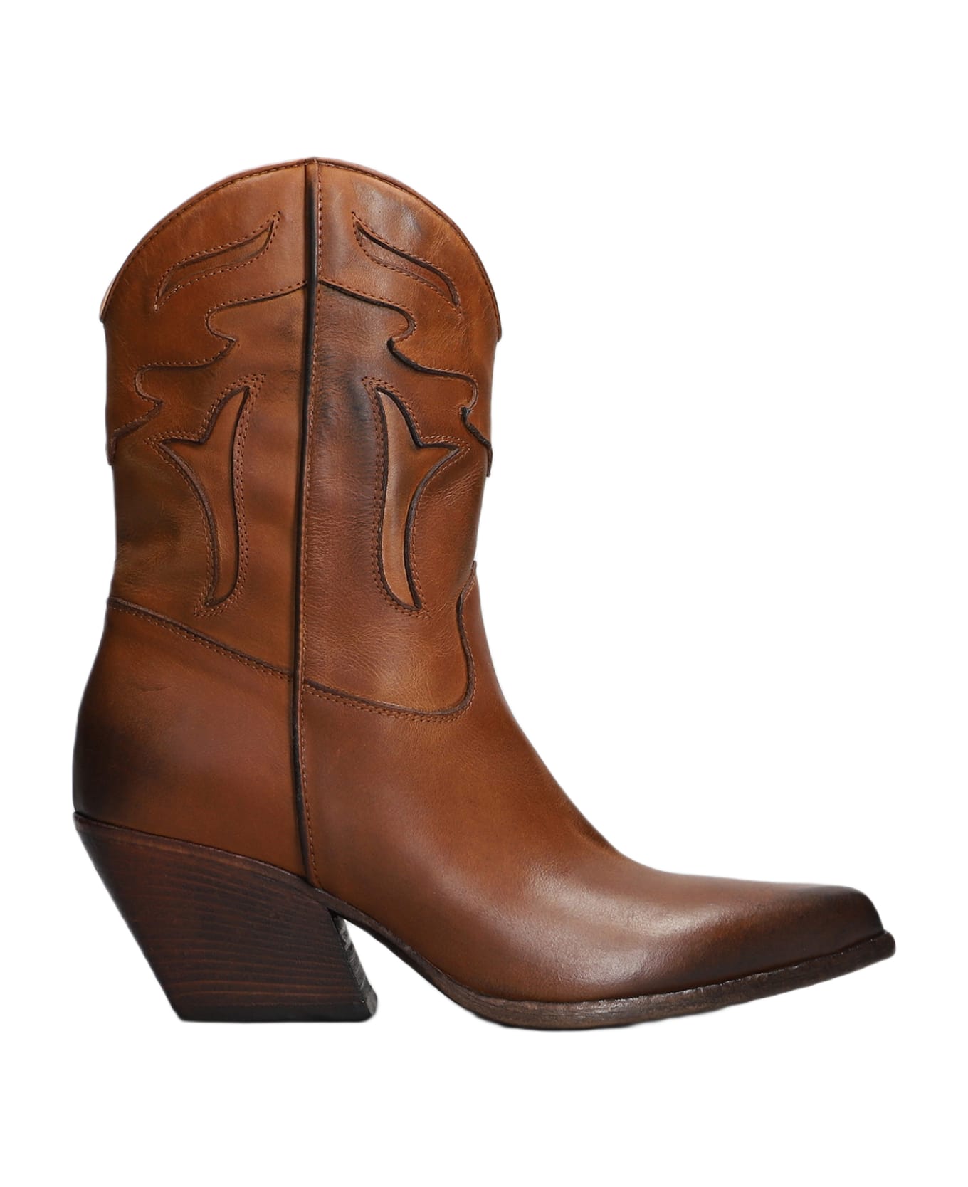 Elena Iachi Texan Ankle Boots In Leather Color Leather - leather color