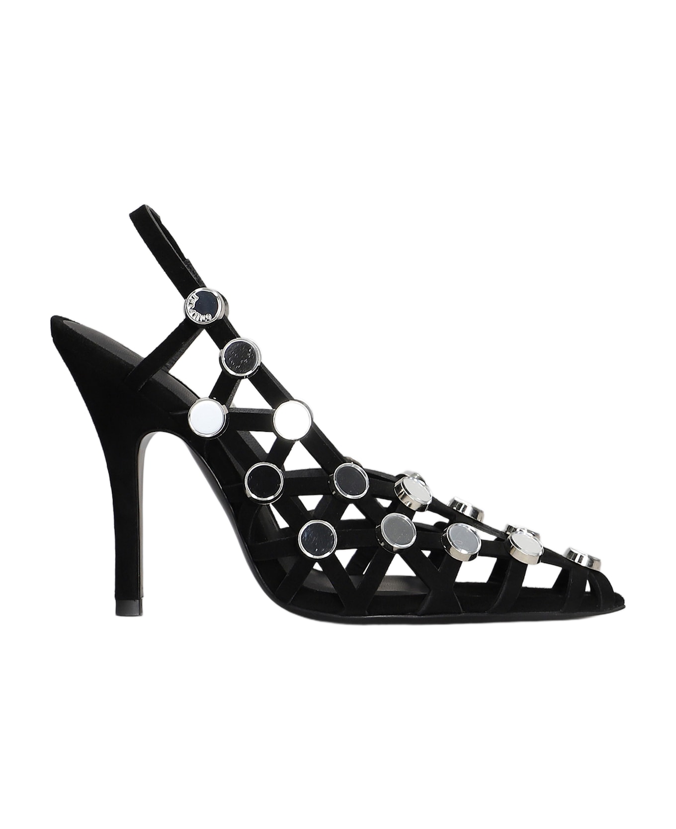 The Attico Grid Pumps In Black Leather - black