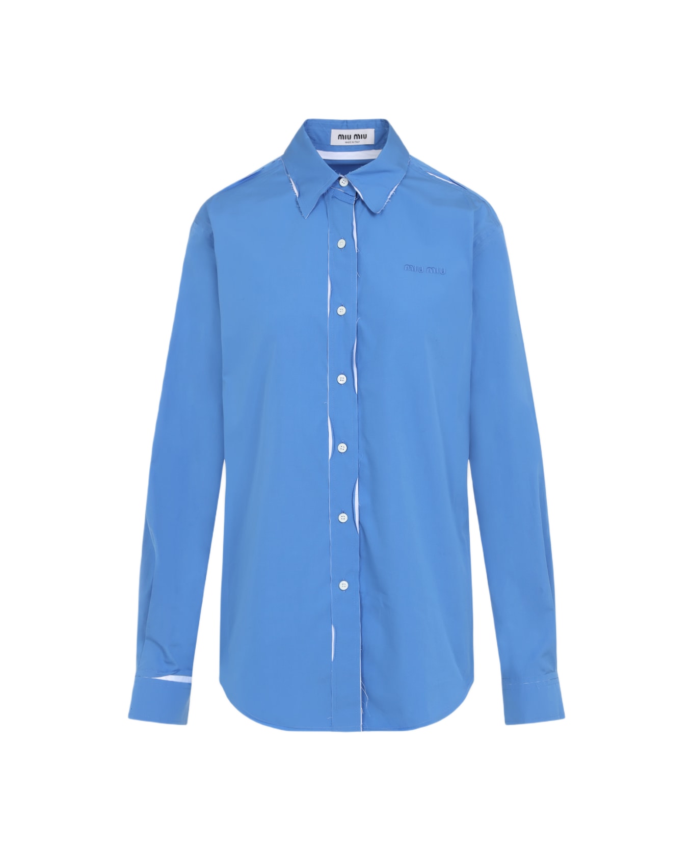 Miu Miu Cerulean Blue Poplin Shirt - PERVINCA