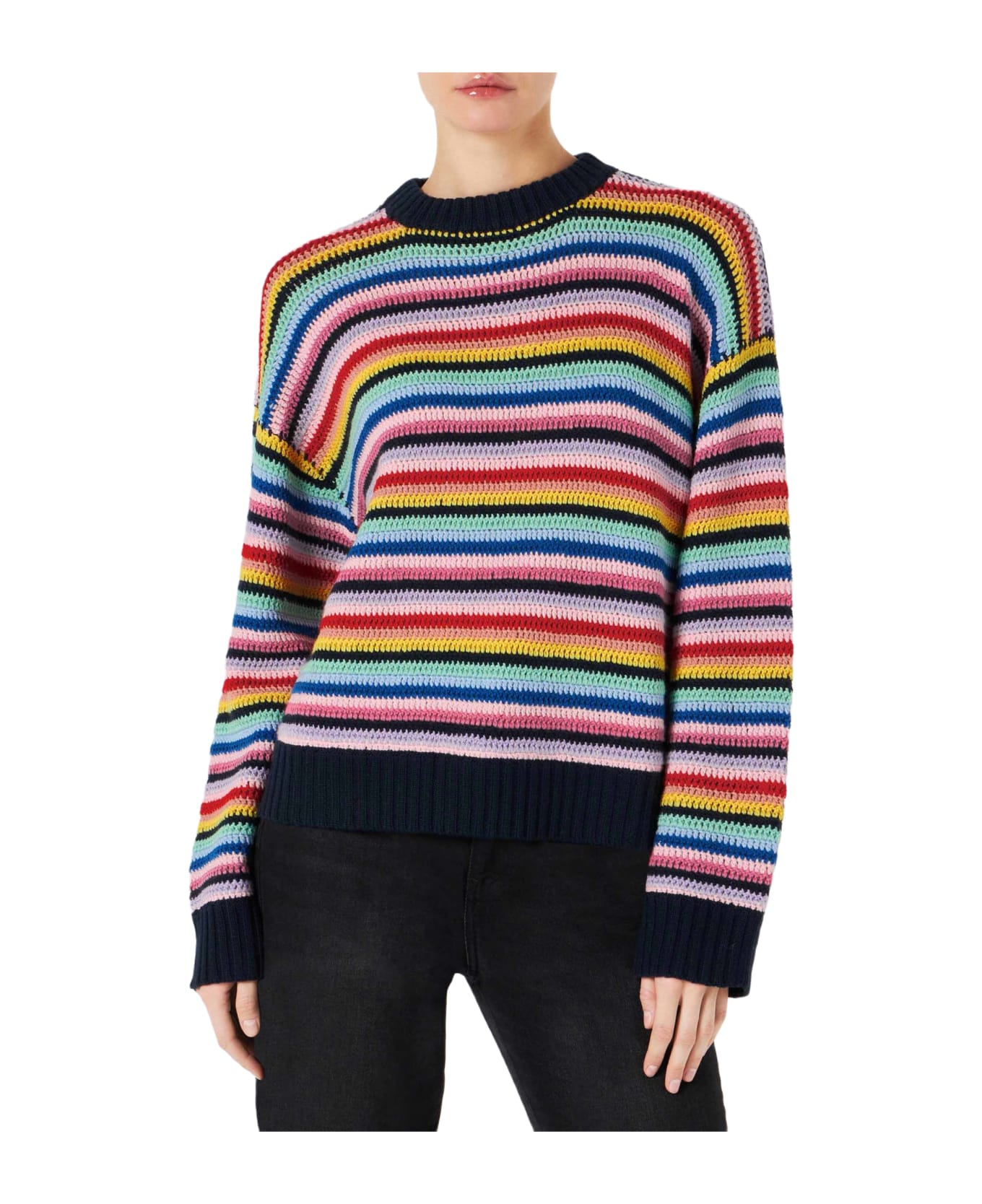 MC2 Saint Barth Woman Multicolor Striped Crochet Sweater - MULTICOLOR