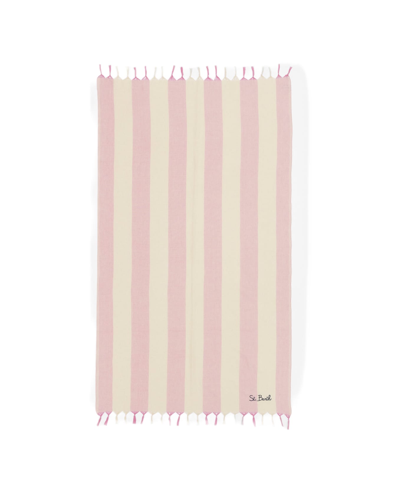 MC2 Saint Barth Light Cotton Beach Towel Fouta With Pink Striped Print - PINK