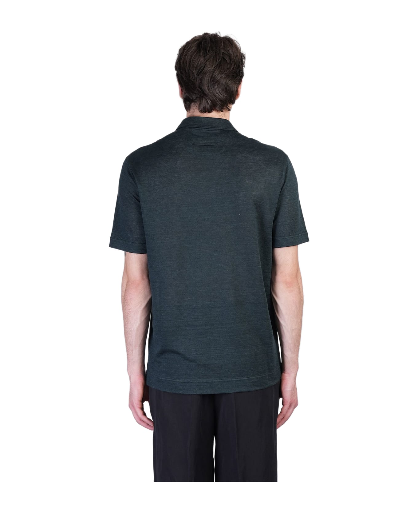 Zegna Polo In Green Linen - green