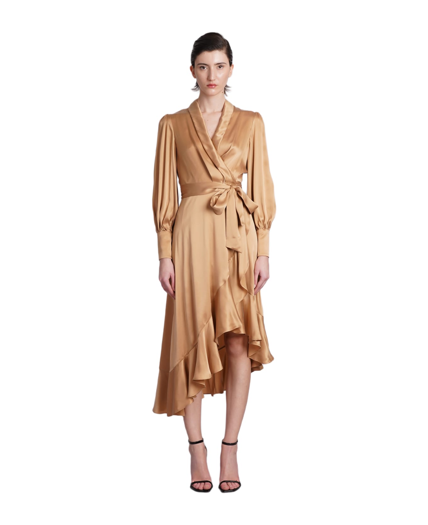Zimmermann Dress In Bronze Silk - bronze