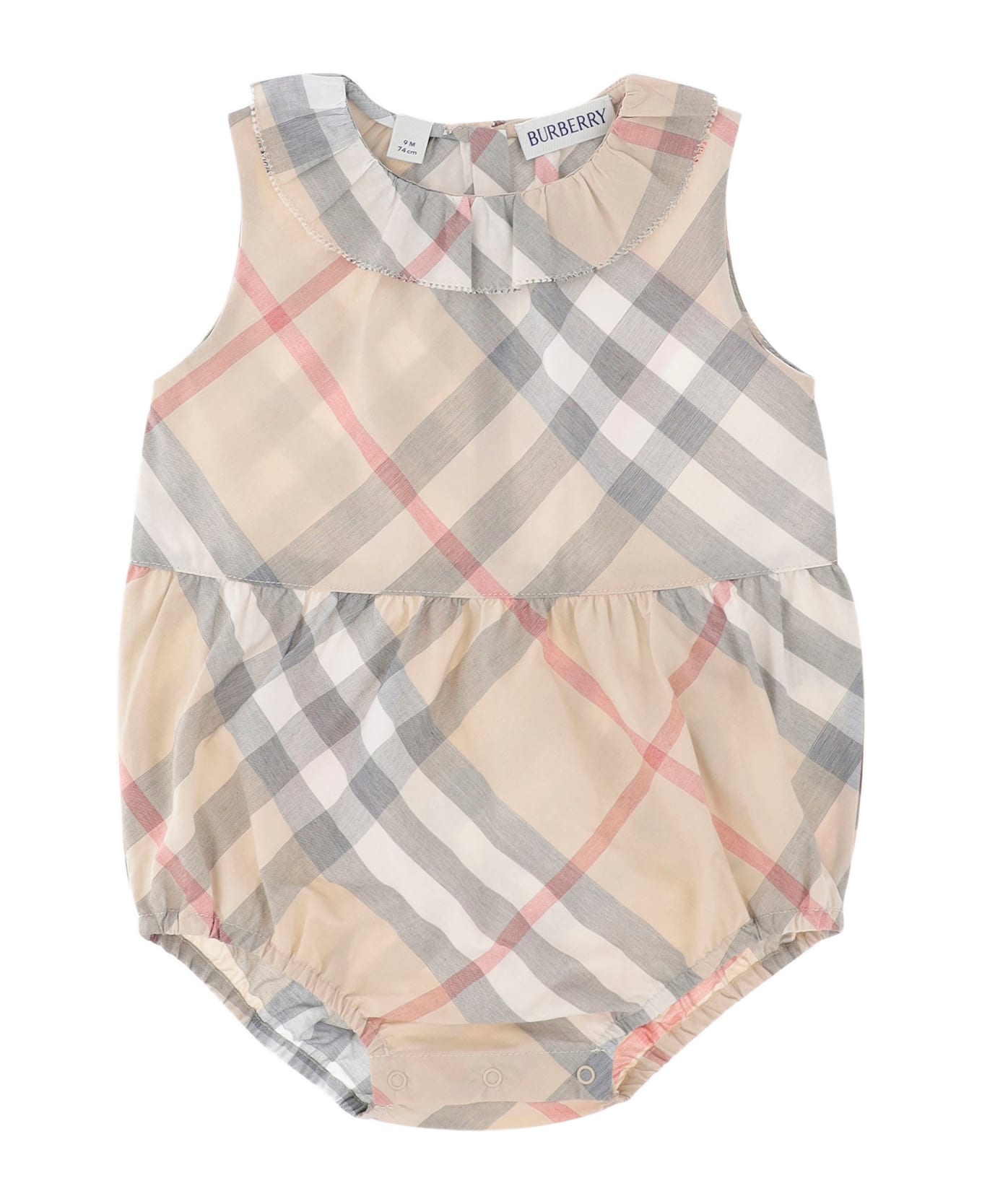 Burberry Cotton Romper With Check Pattern - Red