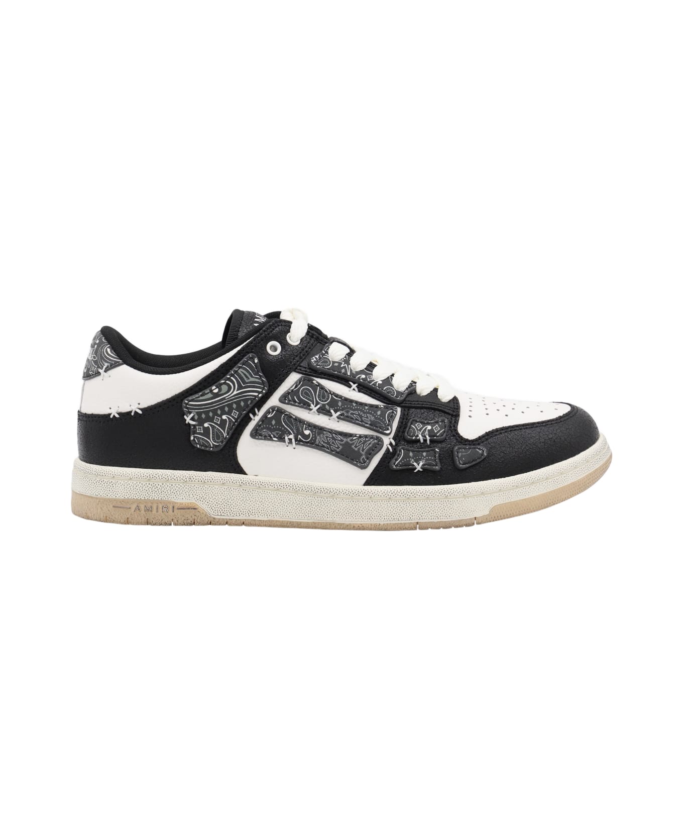 AMIRI Black And White Leather Bandana Skell Low Top Sneakers