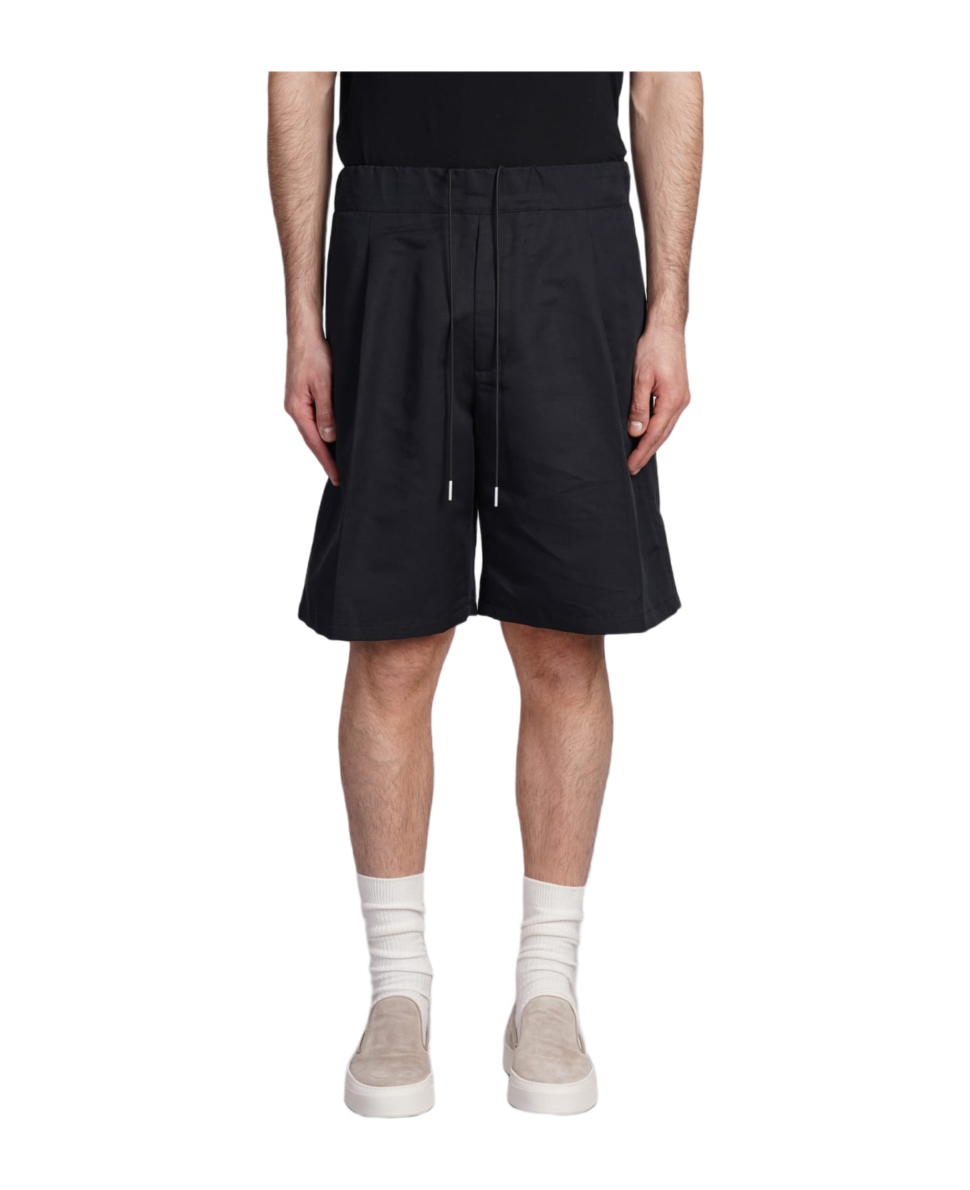Low Brand Tokyo Shorts In Black Linen - black