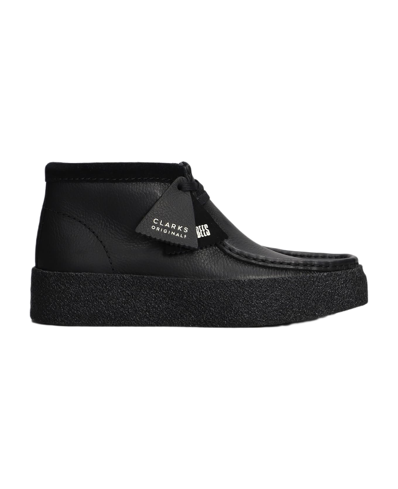 Clarks Wallabee Cup Lace Up Shoes In Black Leather - black