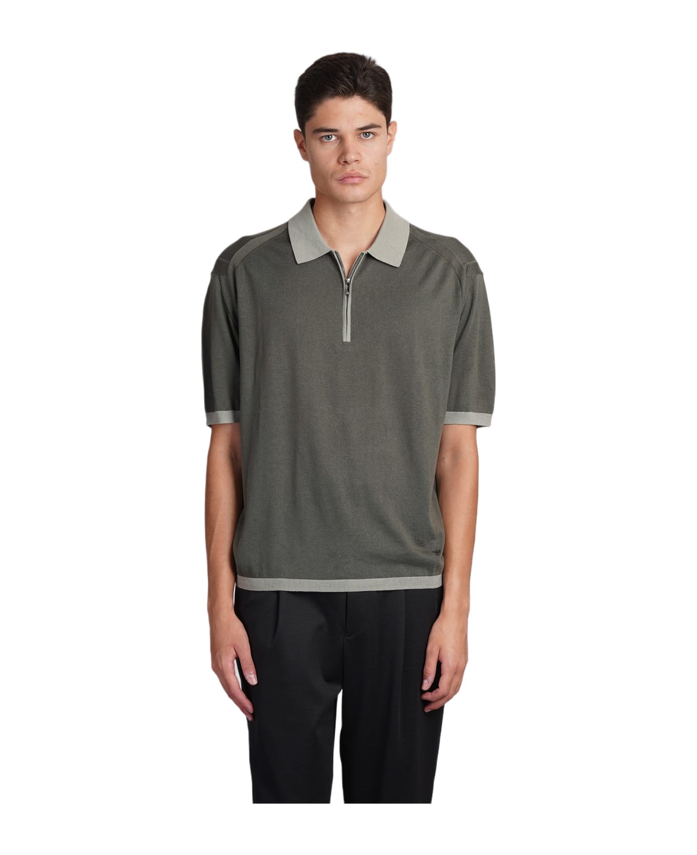 Emporio Armani Knitwear In Green Wool And Polyester - green