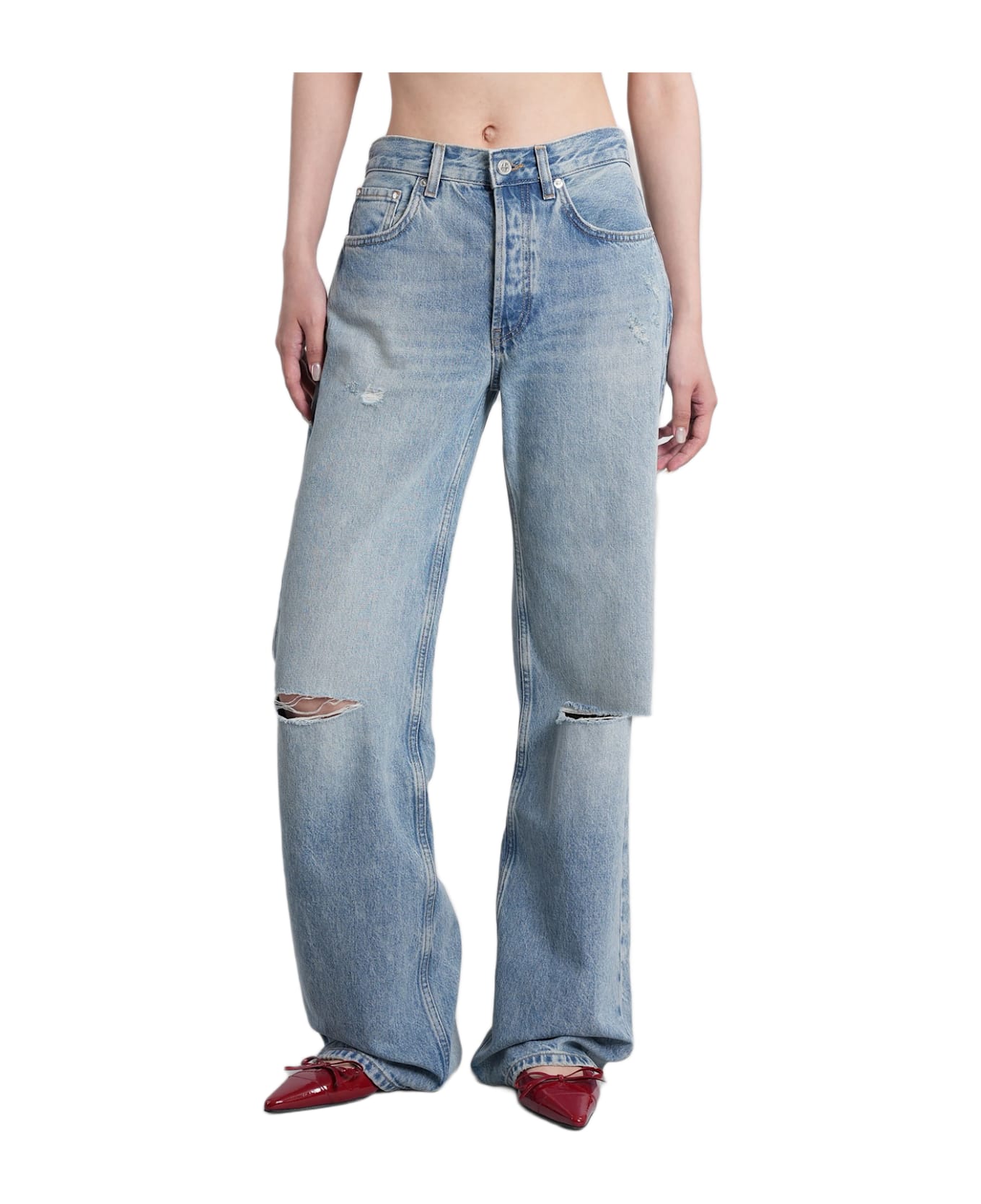 Anine Bing Hugh Jeans In Blue Cotton - blue