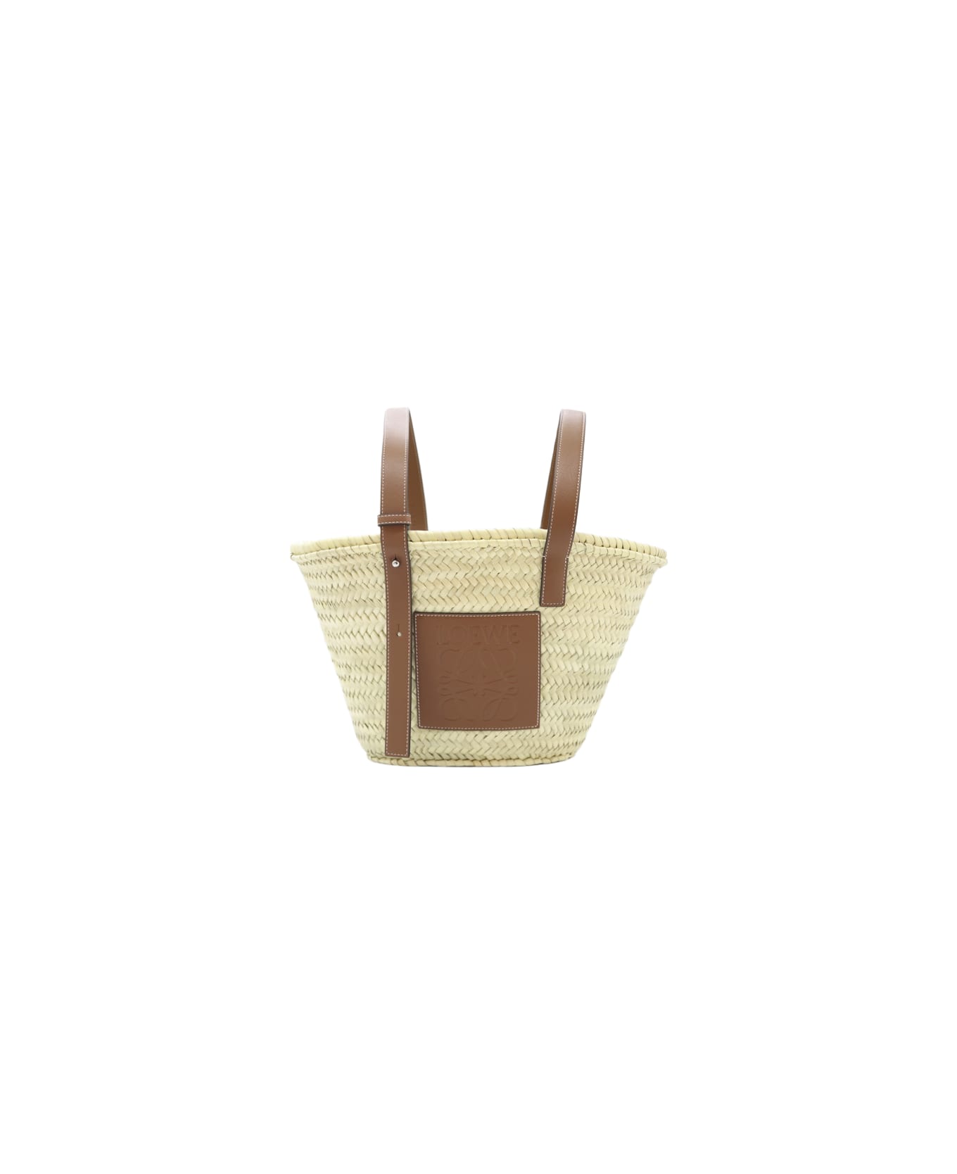 Loewe Palm Leaf Basket Bag With Leather Inserts - Natural/tan