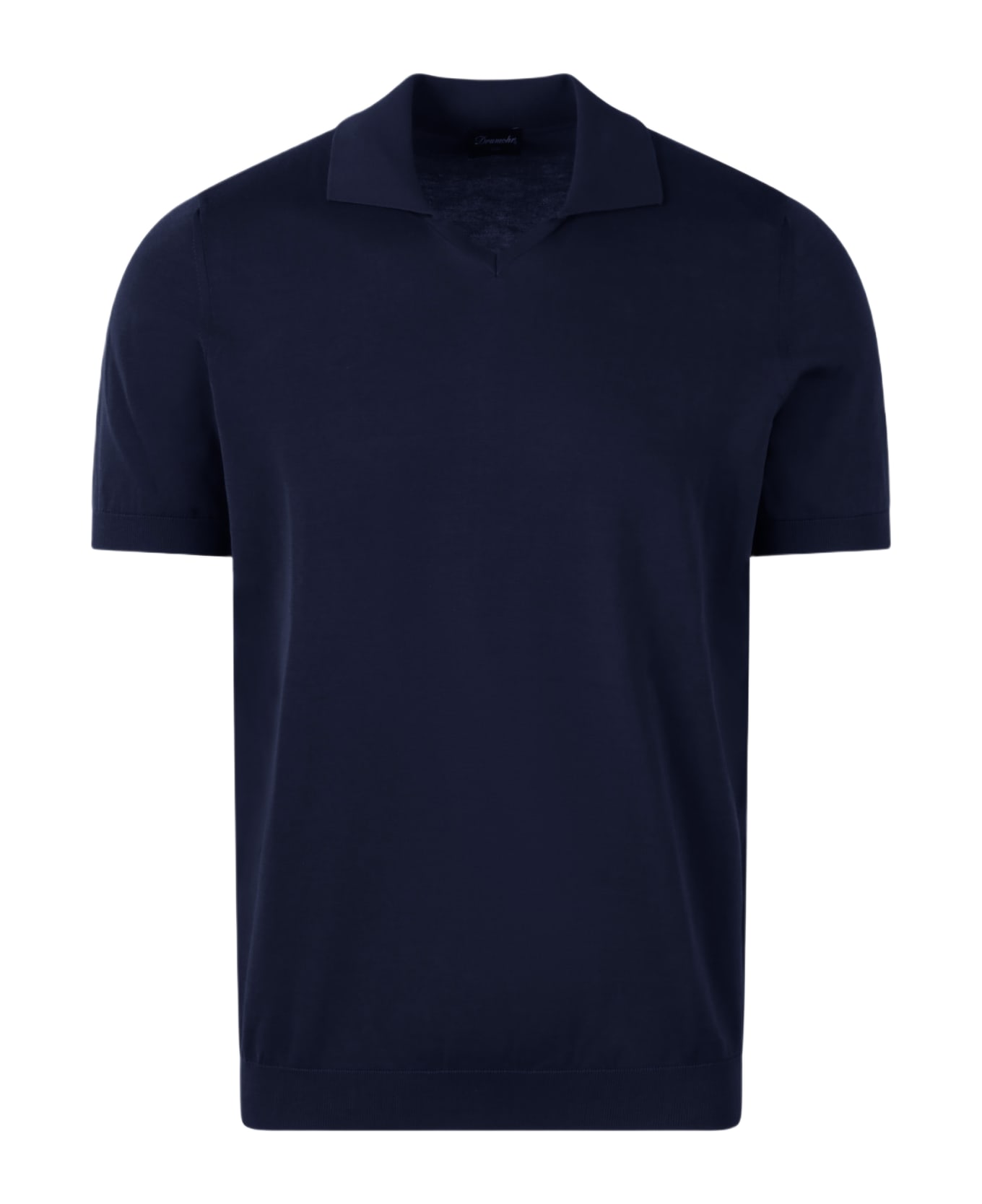 Drumohr Buttonless Cotton Polo Shirt - Blue ポロシャツ