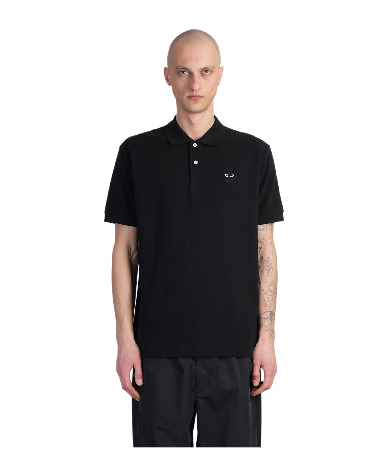 Comme des Garçons Play Polo In Black Cotton - black