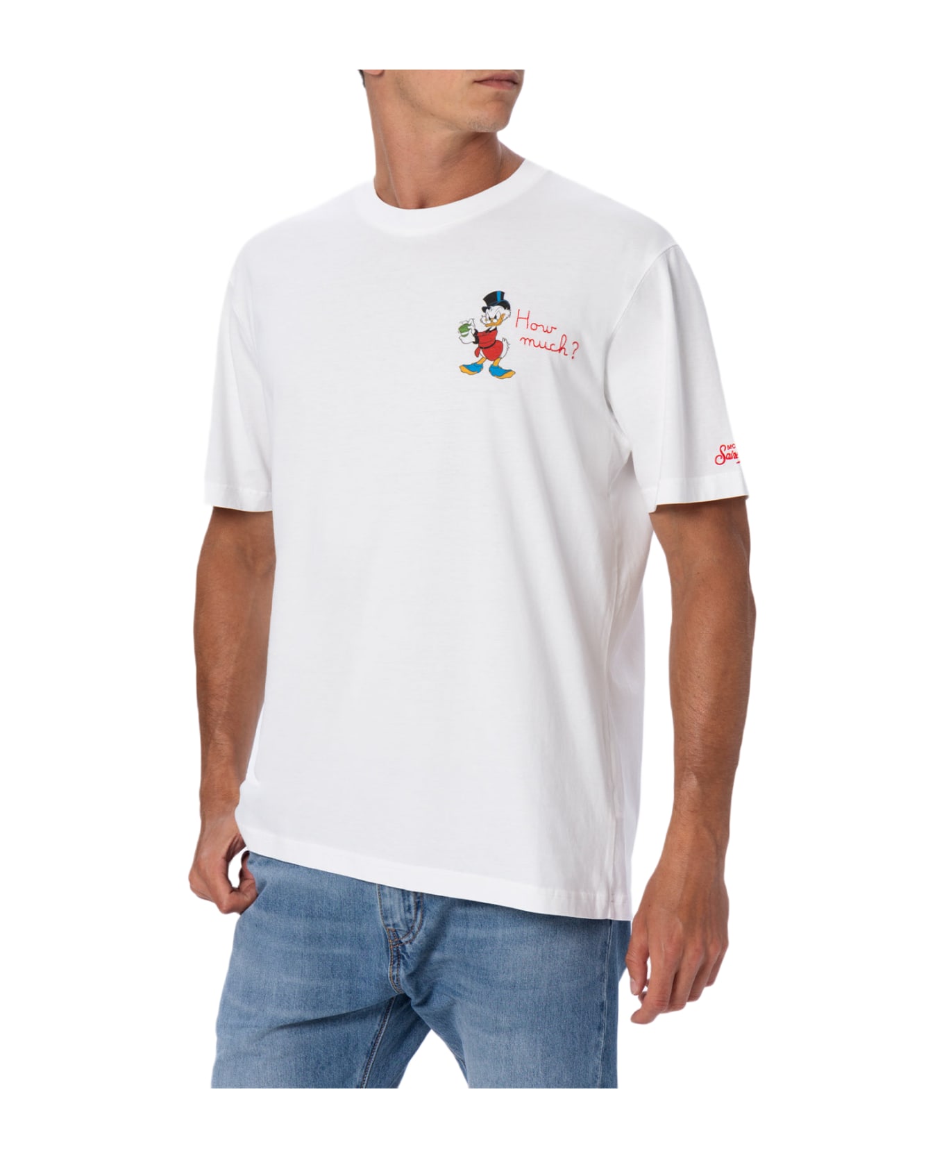 MC2 Saint Barth Man Cotton T-shirt With Scrooge Print And Embroidery | ©disney Special Edition - WHITE