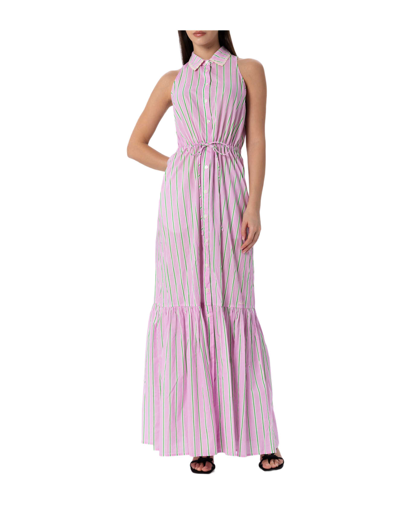 MC2 Saint Barth Woman Halterneck Dress With Striped Print - PINK