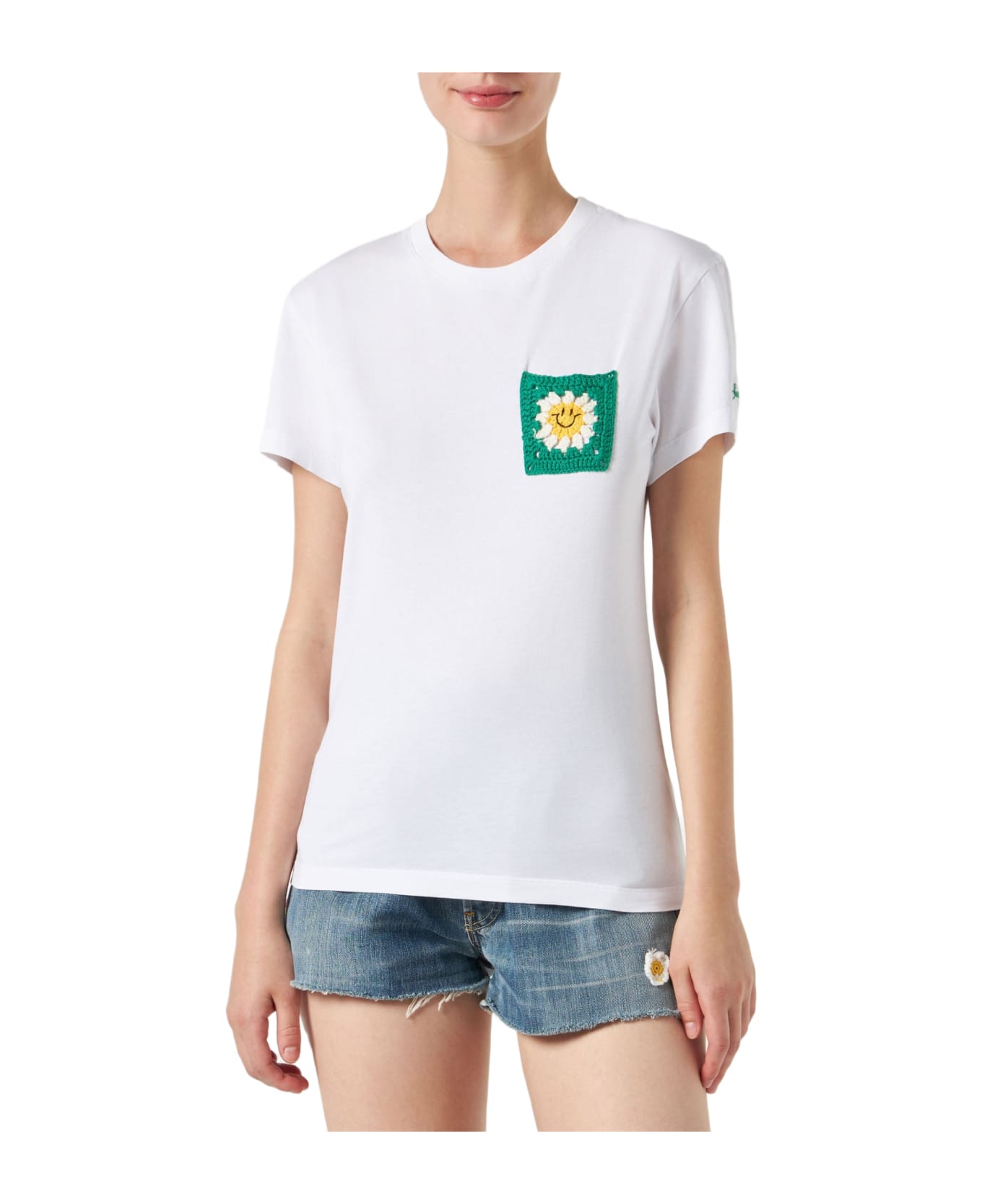 MC2 Saint Barth Woman Cotton T-shirt With Pocket - WHITE