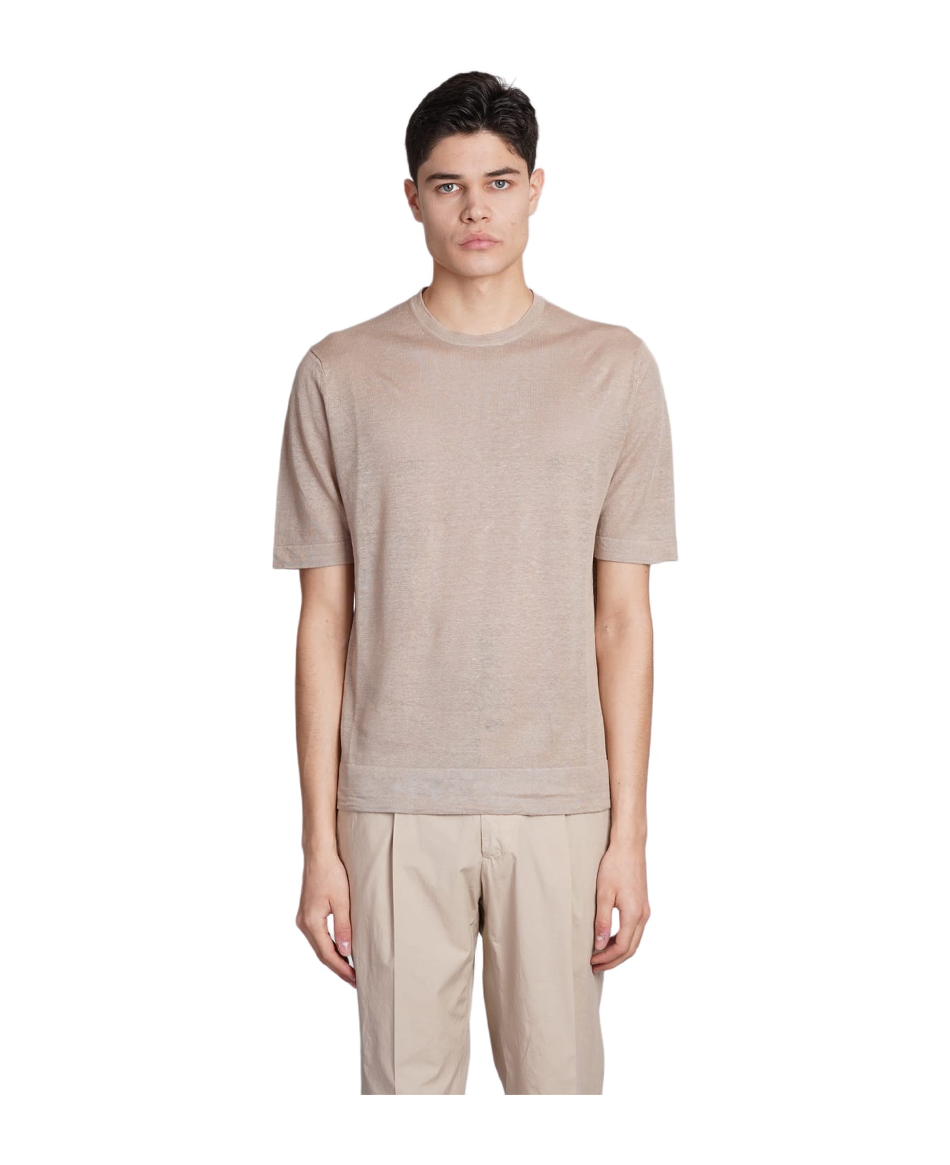 Ballantyne T-shirt In Beige Linen - Brown