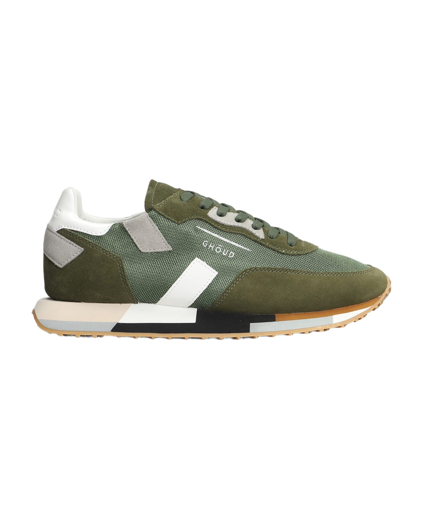 GHOUD Rush Multi Sneakers In Green Suede And Fabric - green