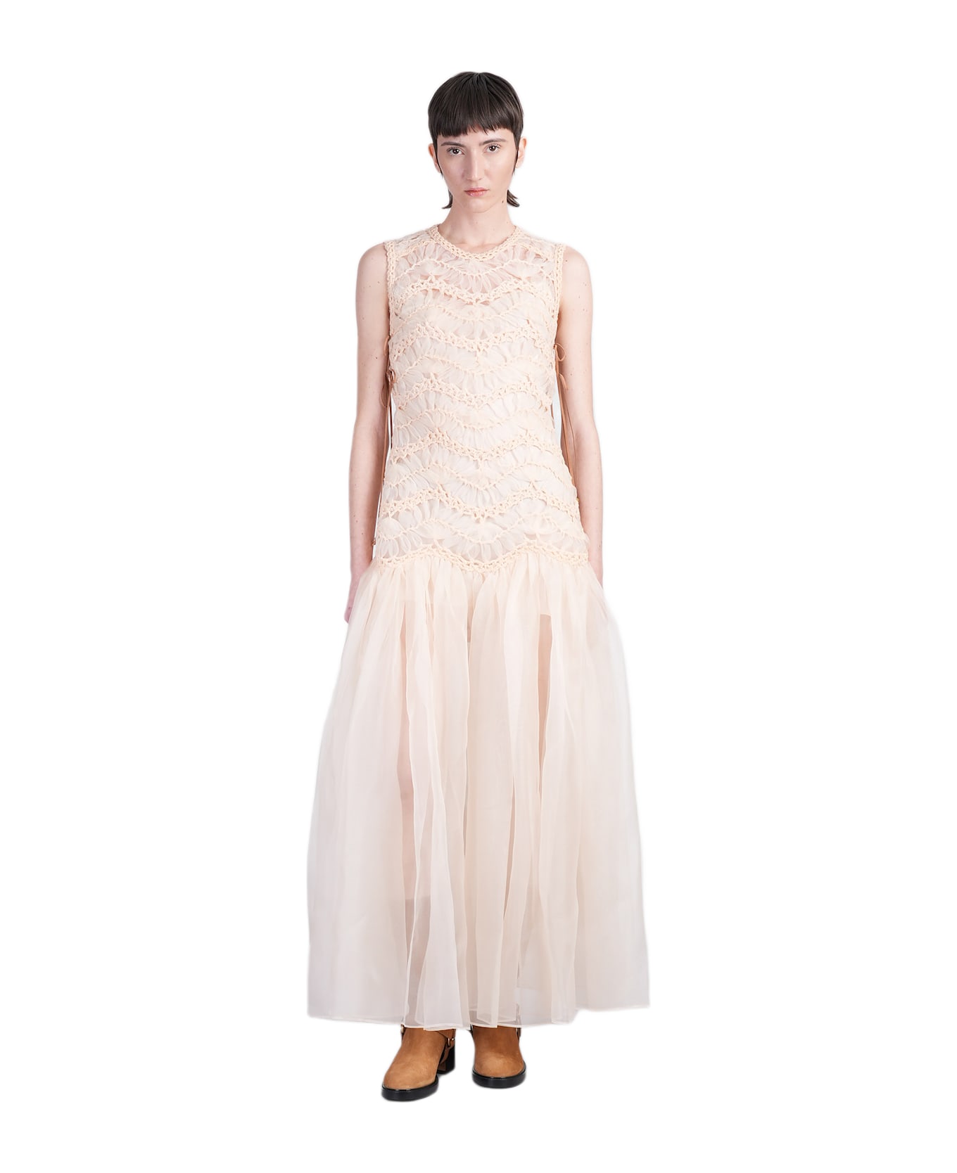 Zimmermann Long Dress In Beige Silk - beige