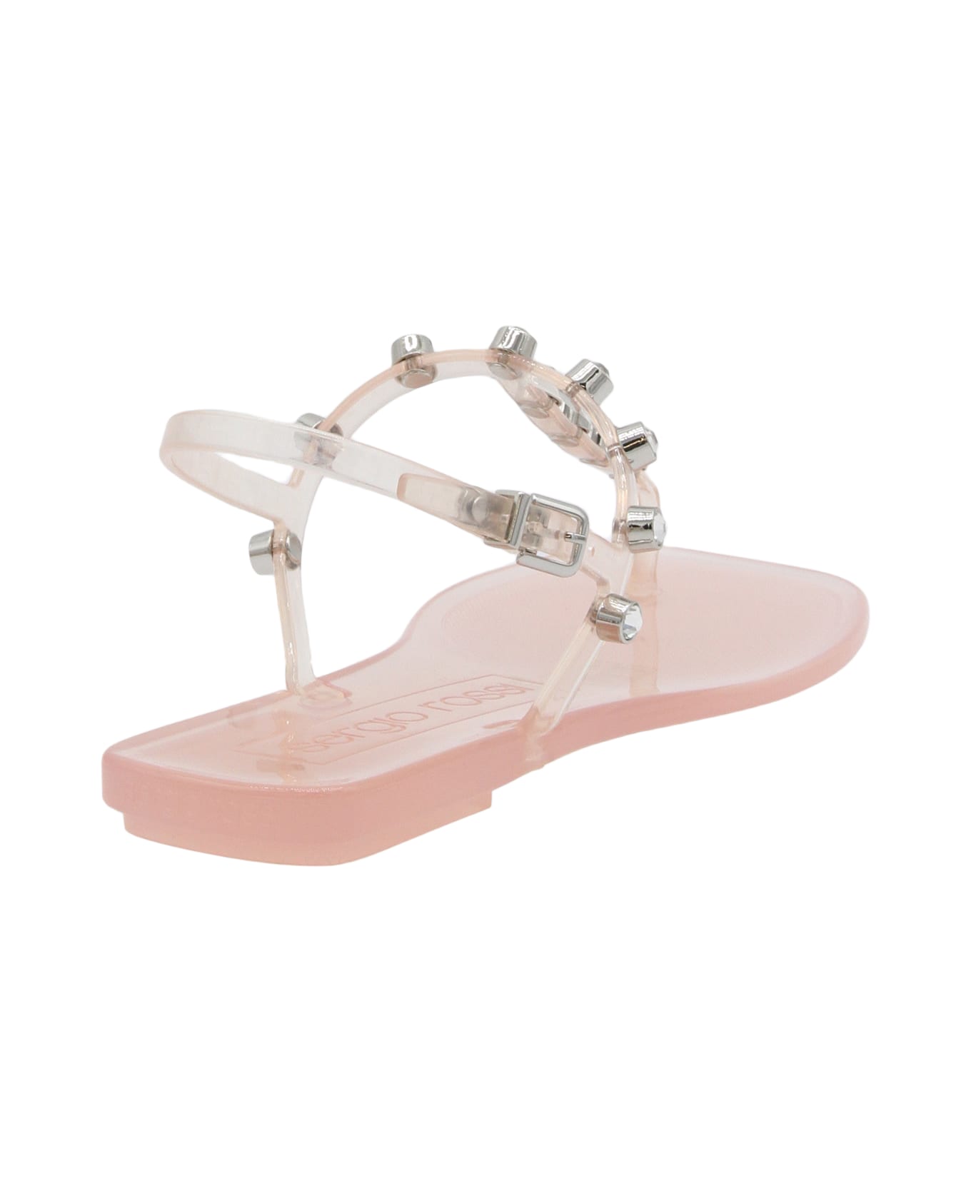Sergio Rossi Powder Pink Rubber Sr1 Jelly Flats - Pink