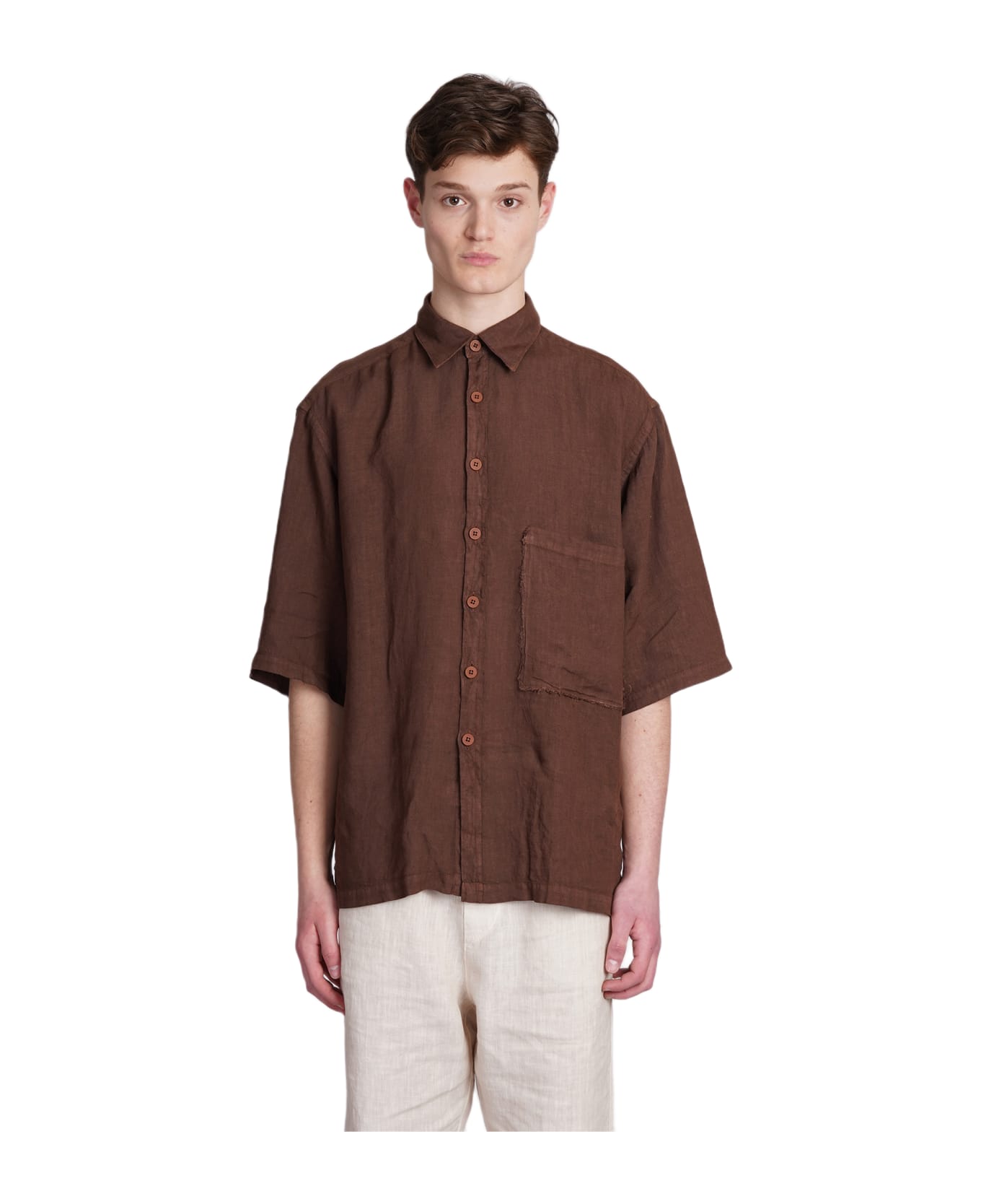 costumein Corfu Shirt In Brown Linen - brown