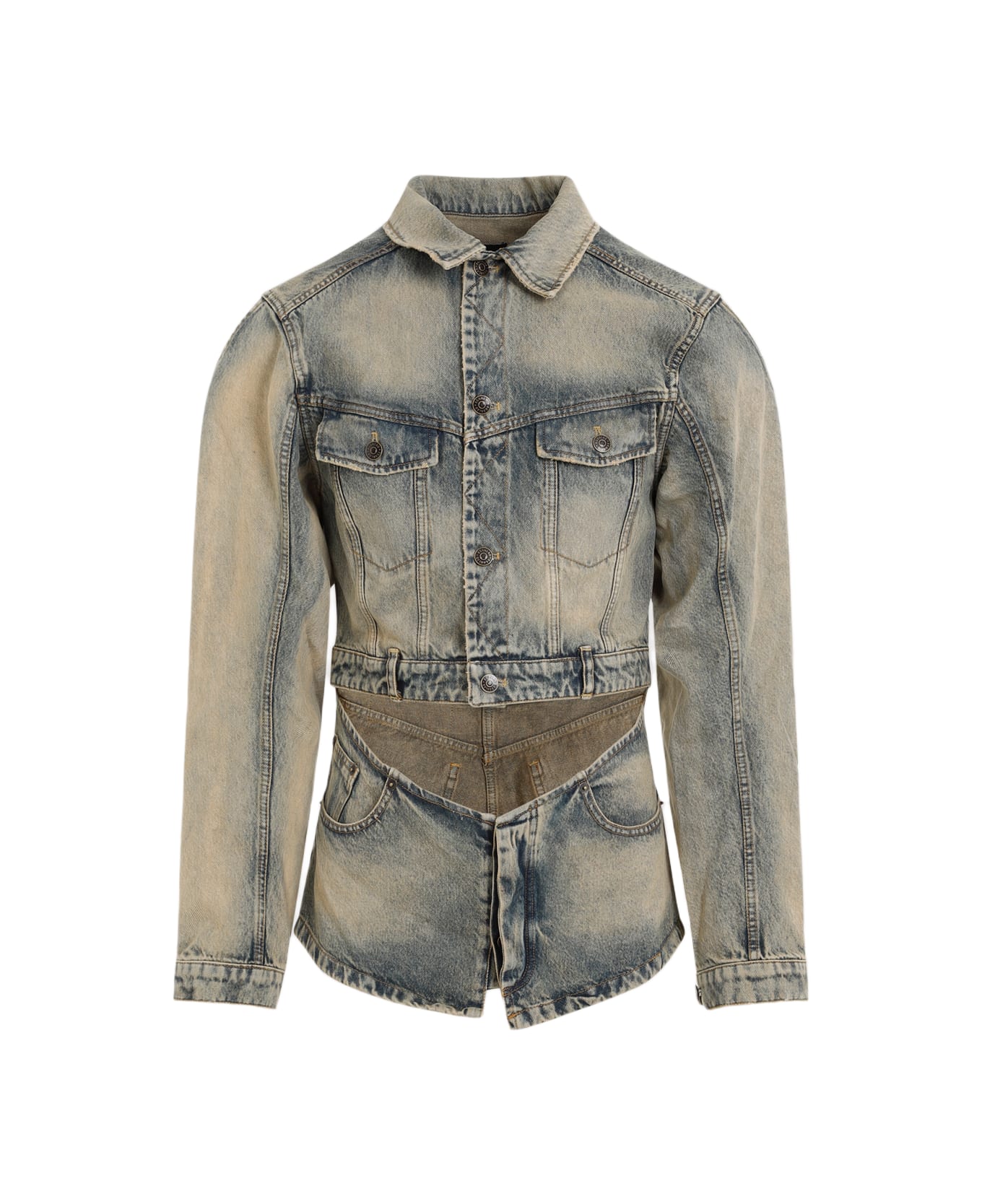 Egonlab Cutout Denim Jacket - Champagne Stonewashed ジャケット