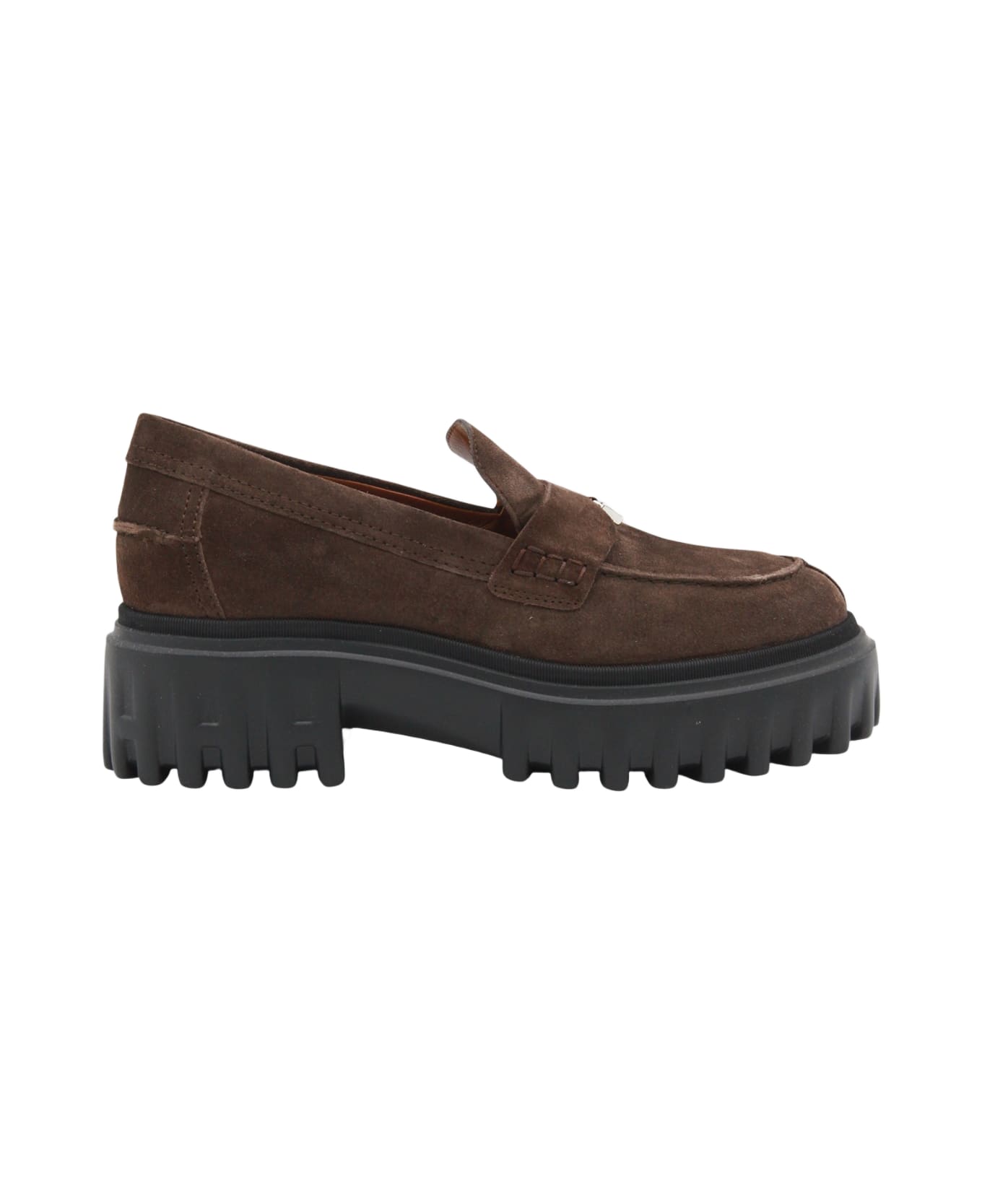 Hogan Brown Leather Loafers - Brown