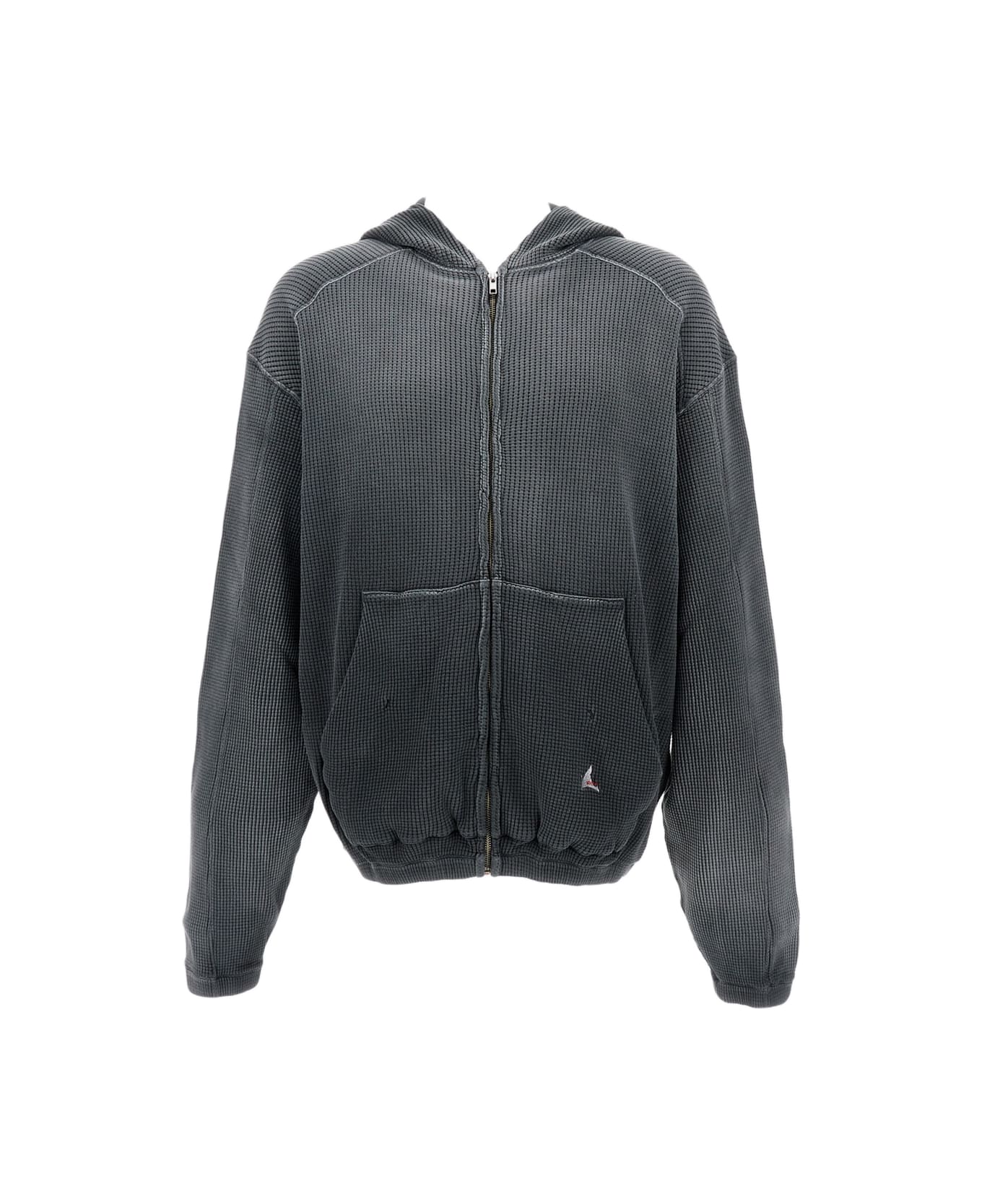 ROA 
bee Sun Faded Waffle Zip
 Up Hoodie - Black