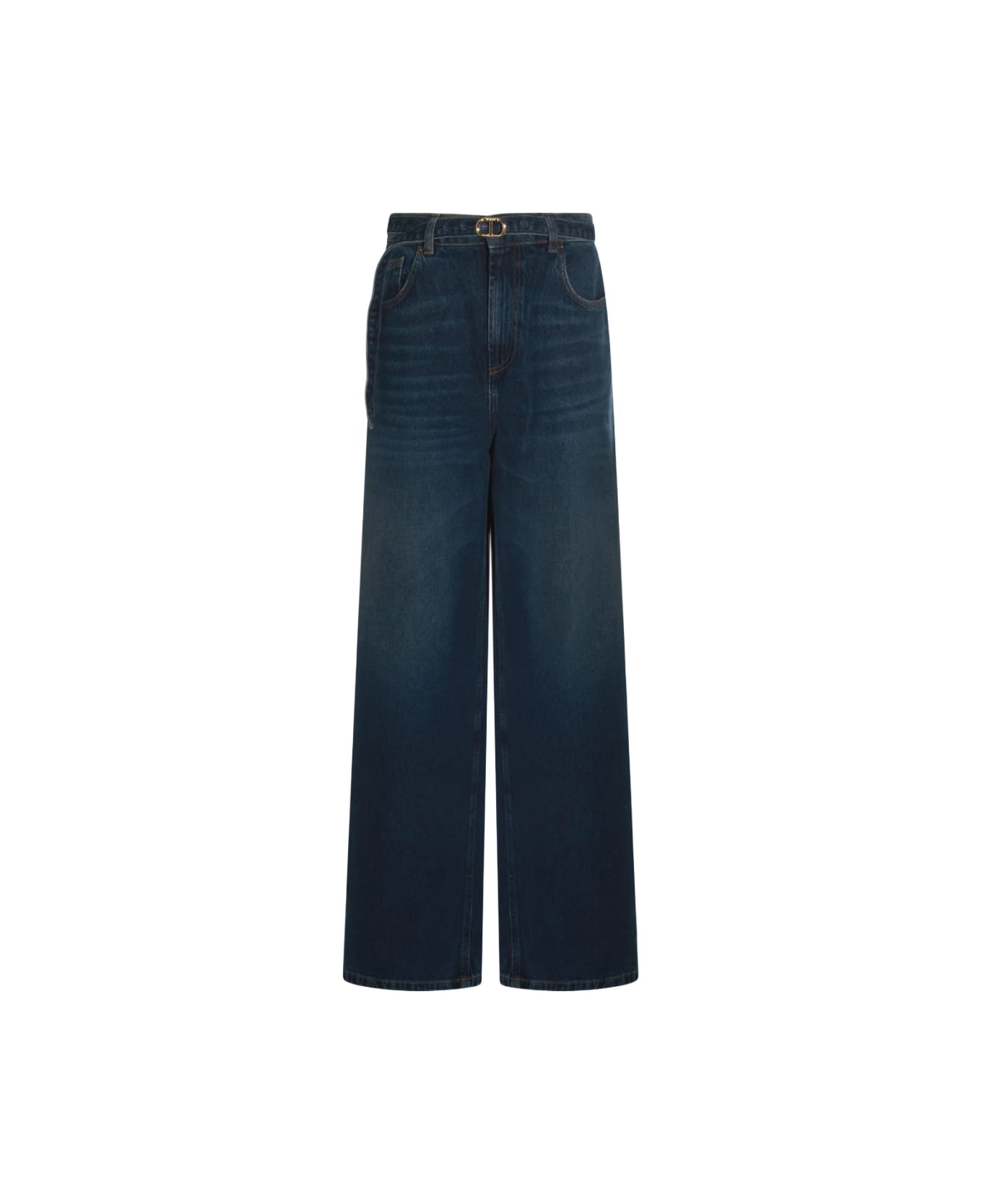 TwinSet Dark Blue Cotton Seasonal Jeans - DENIM SCURO