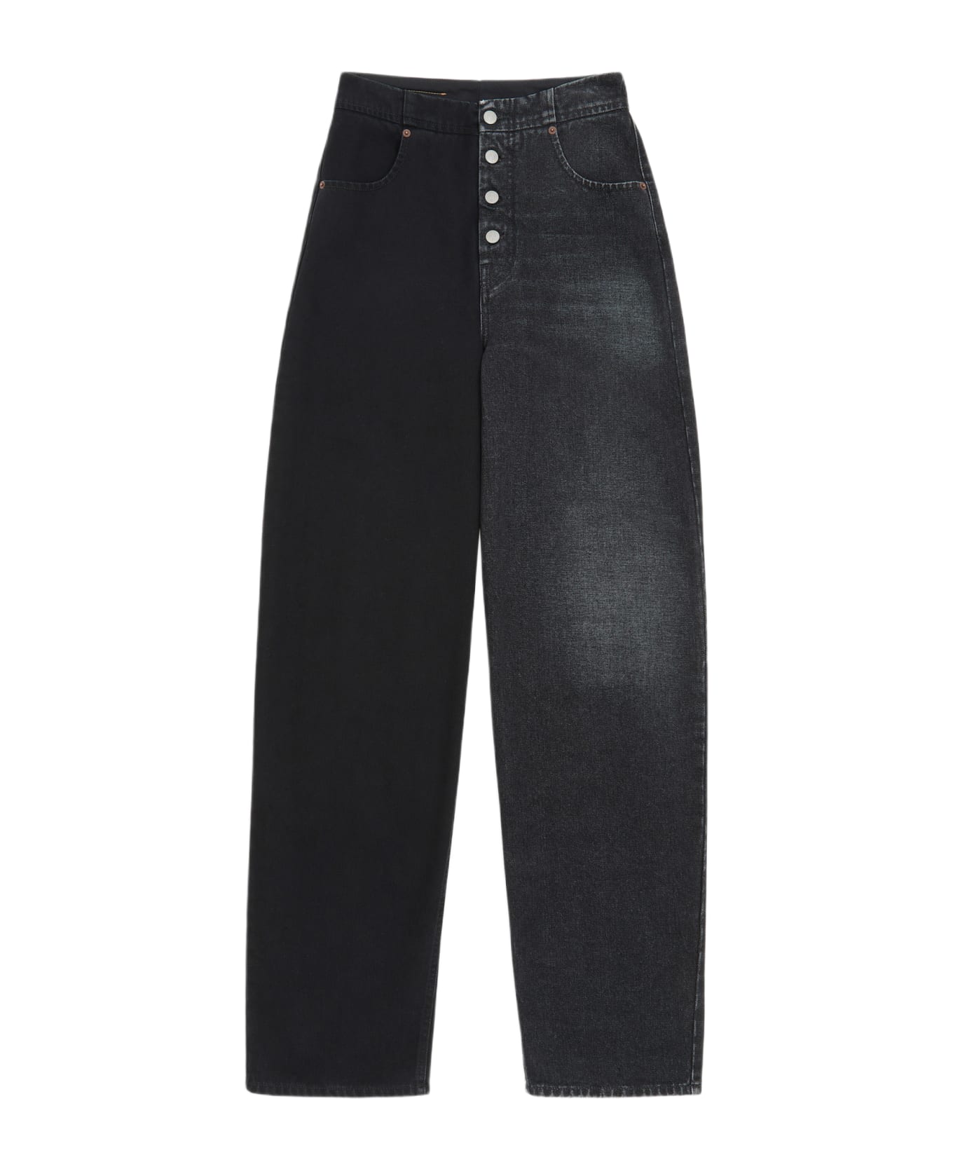 MM6 Maison Margiela Pantalone 5 Tasche Black and grey half and half baggy fit jeans - Denim nero ボトムス