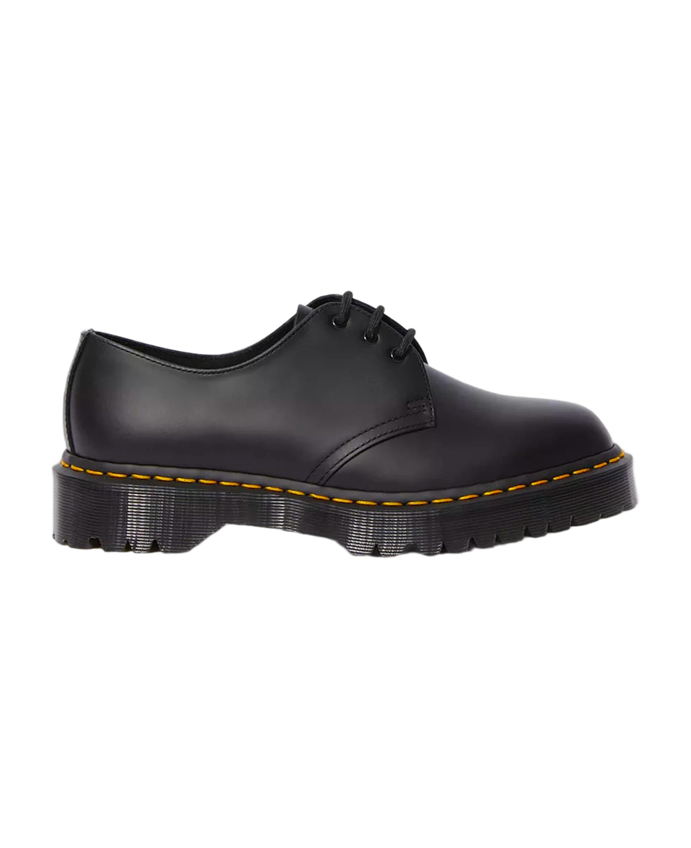 Dr. Martens 1461 Bex Black leather derby shoes with yellow stitching - 1461 Bex - Nero
