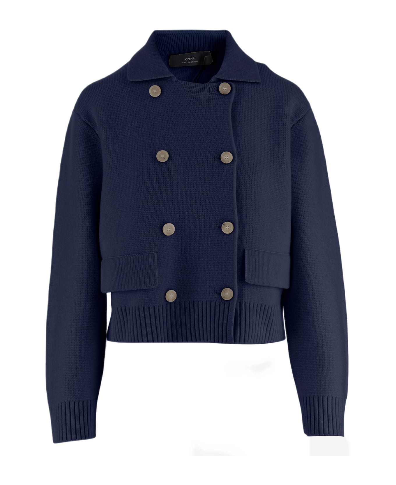 arch4 Double-breasted Cashmere Knit Jacket - Blue