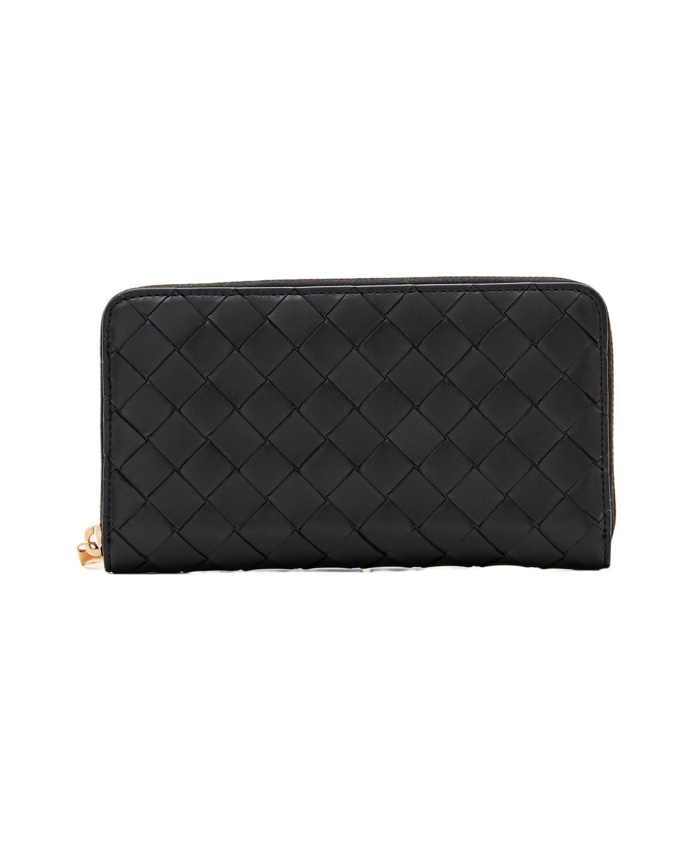 Bottega Veneta Leather Zip Around Wallet - Black