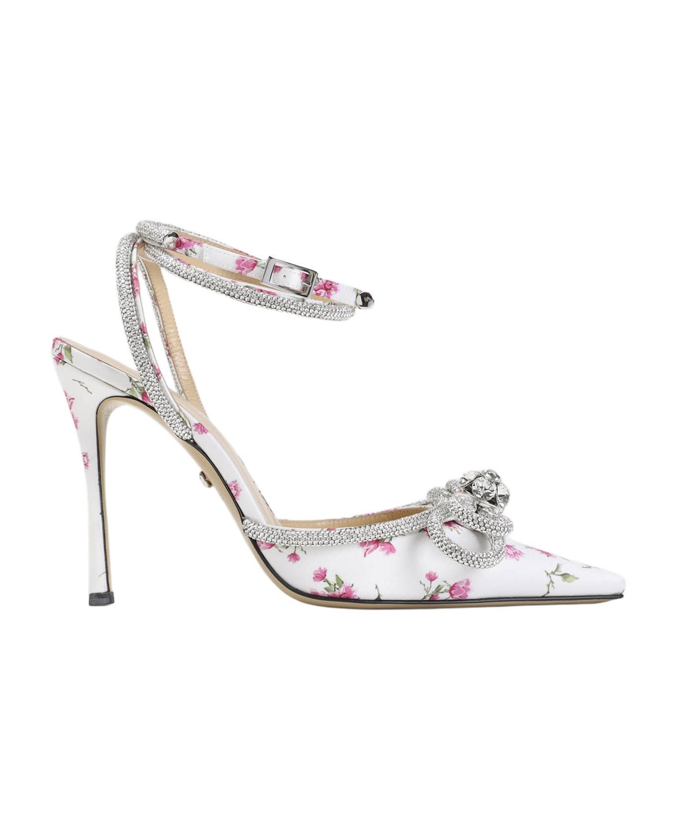 Mach & Mach Double Bow Cheri Floral Satin High Heels Sandals - Cheri Floral