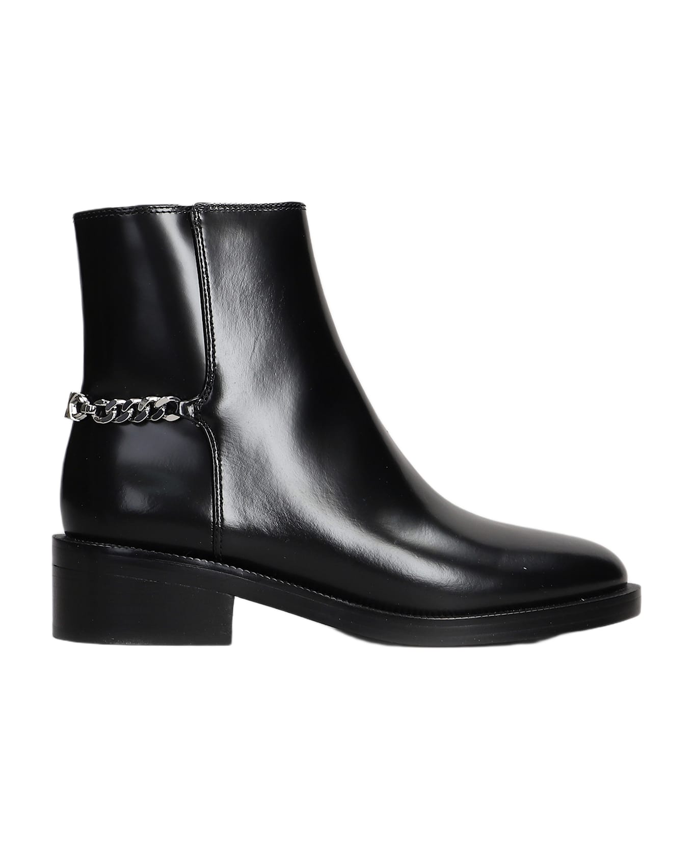 Michael Kors Carlisle Low Heels Ankle Boots In Black Leather - BLACK