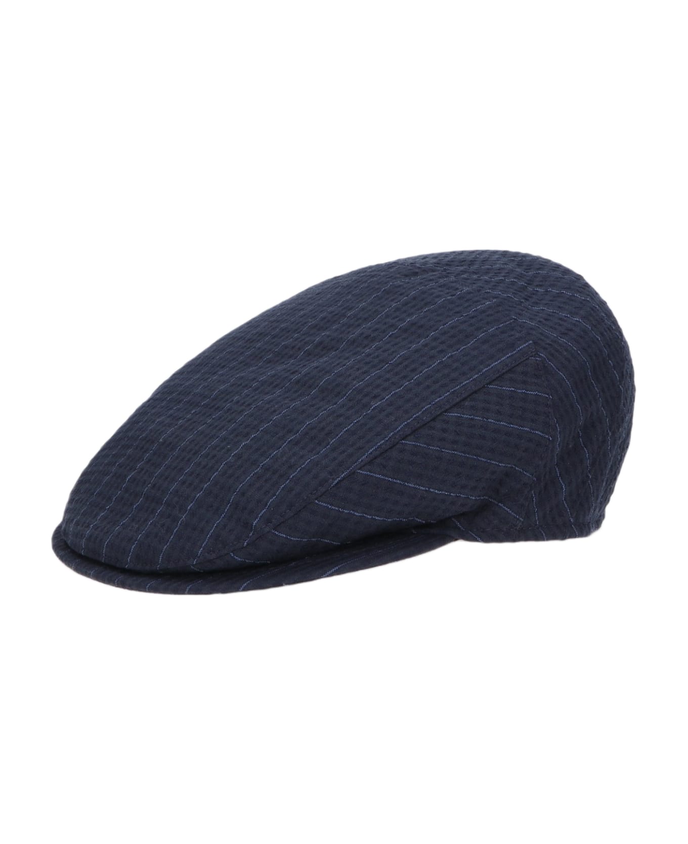 Borsalino Vincenzo Soft Flat Cap - BLACK/LIGHT BLUE STRIPES 帽子