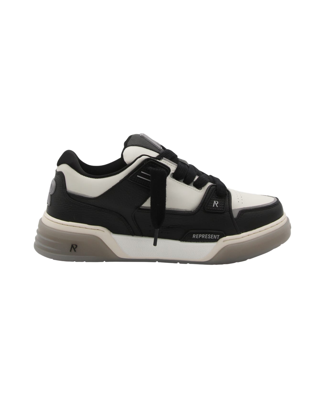 REPRESENT White And Black Leather Sneakers - Black