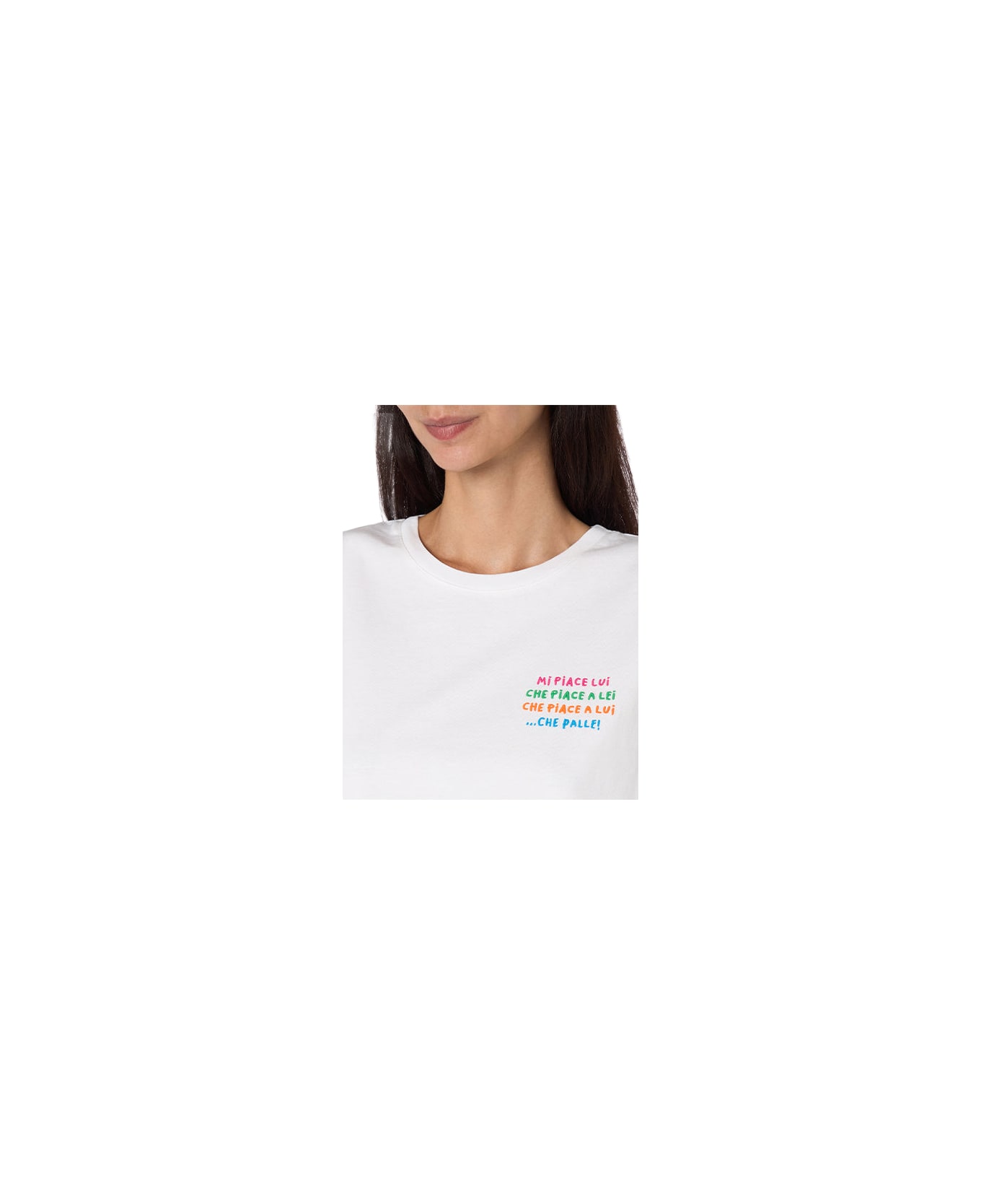 MC2 Saint Barth Woman White Cotton Jersey Crewneck T-shirt Emiilie With Mi Piace Lui... Embroidery - WHITE