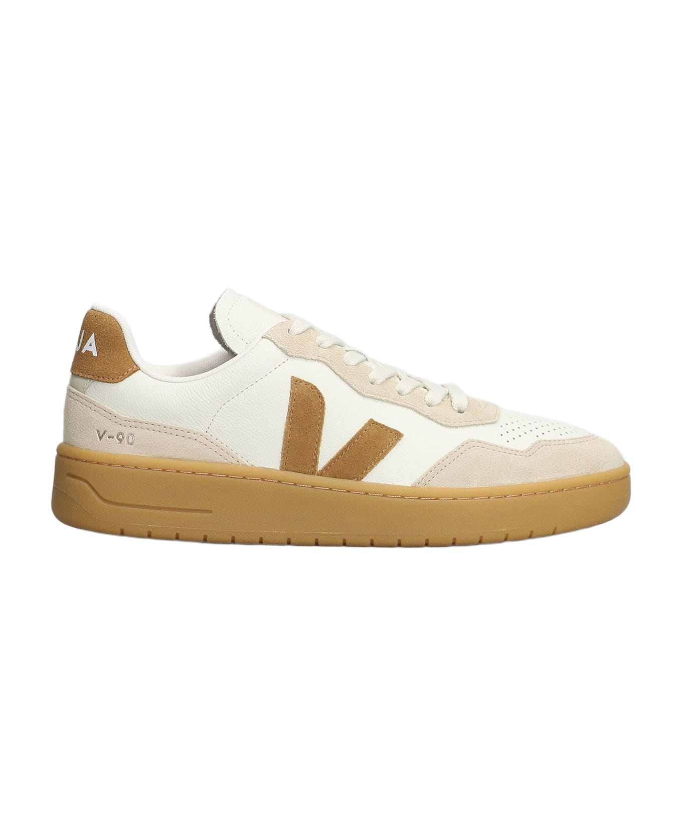 Veja V-90 O.t Sneakers In White Suede And Leather - white