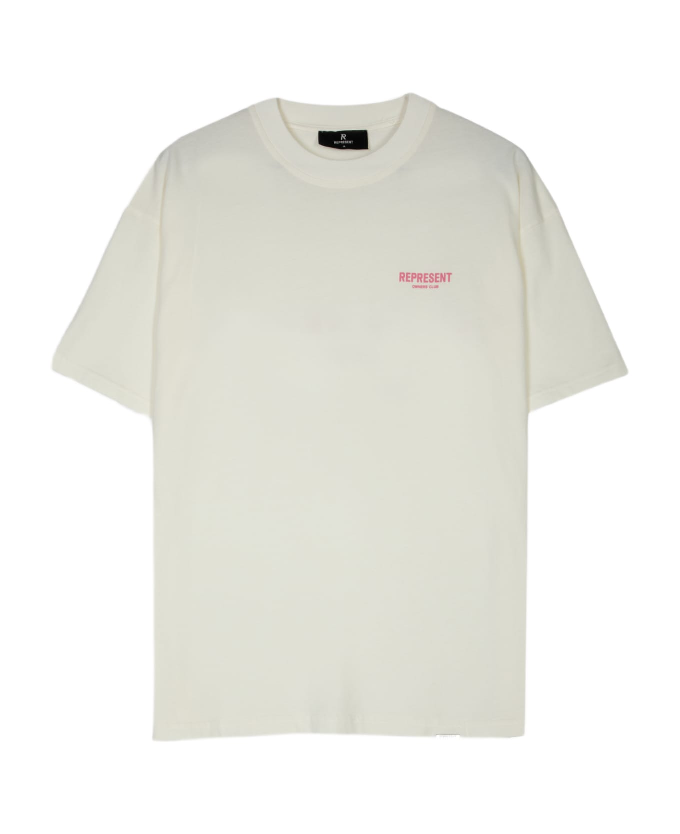 REPRESENT Owners Club T-shirt White cotton t-shirt with pink logo - Owners Club T-shirt - Bianco/rosa