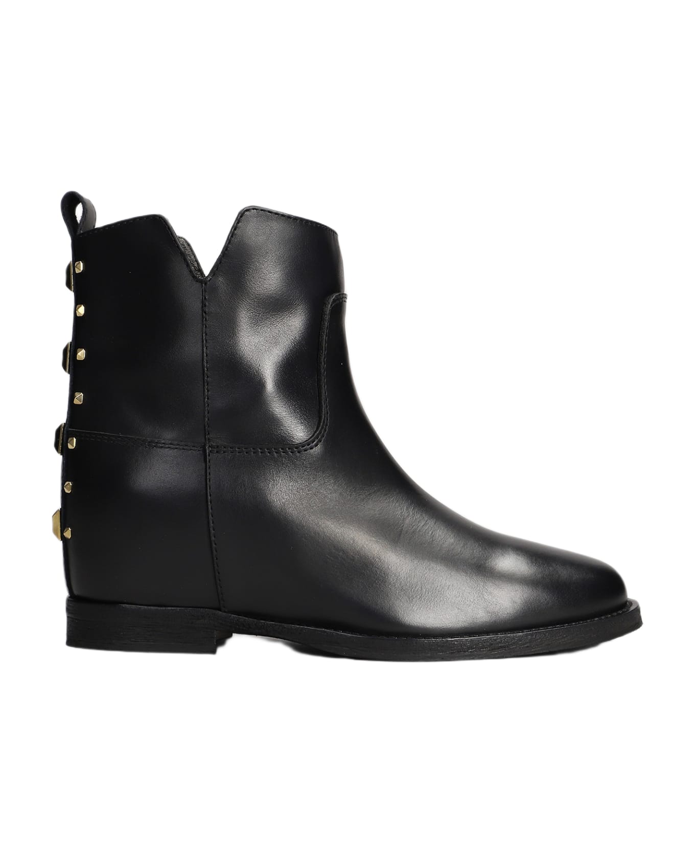 Via Roma 15 Ankle Boots Inside Wedge In Black Leather - black