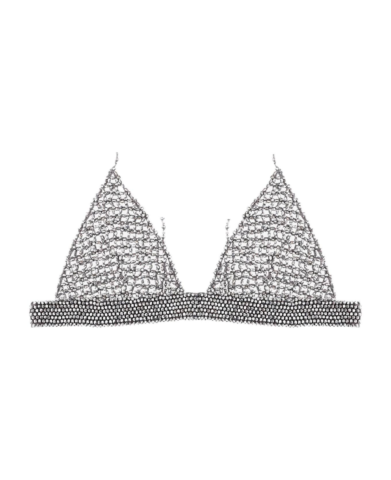 Golden Goose Crochet Top With Crystals - Silver